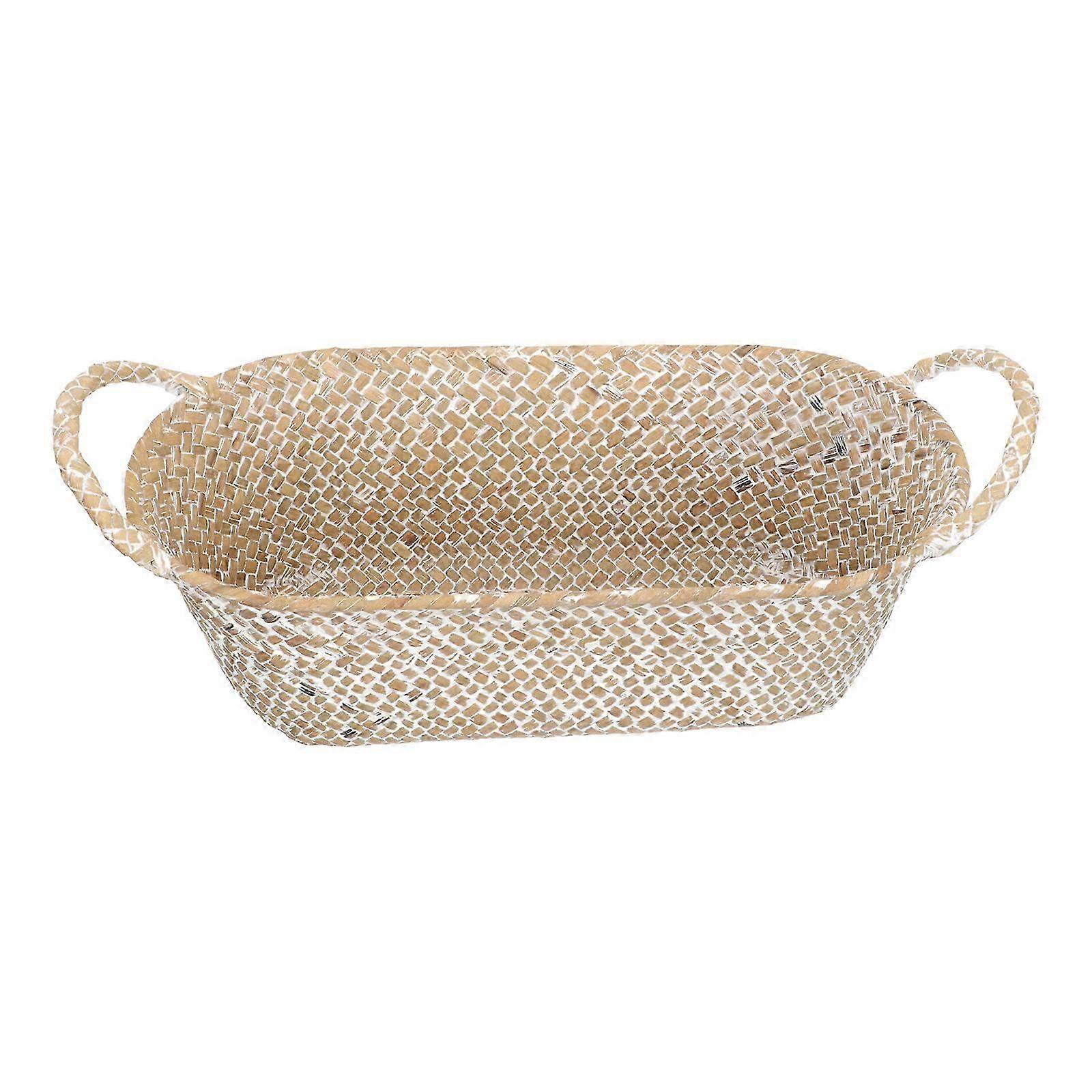 Straw Weaving Basket Large Capacity Decorative Desktop Basket Sundries Container