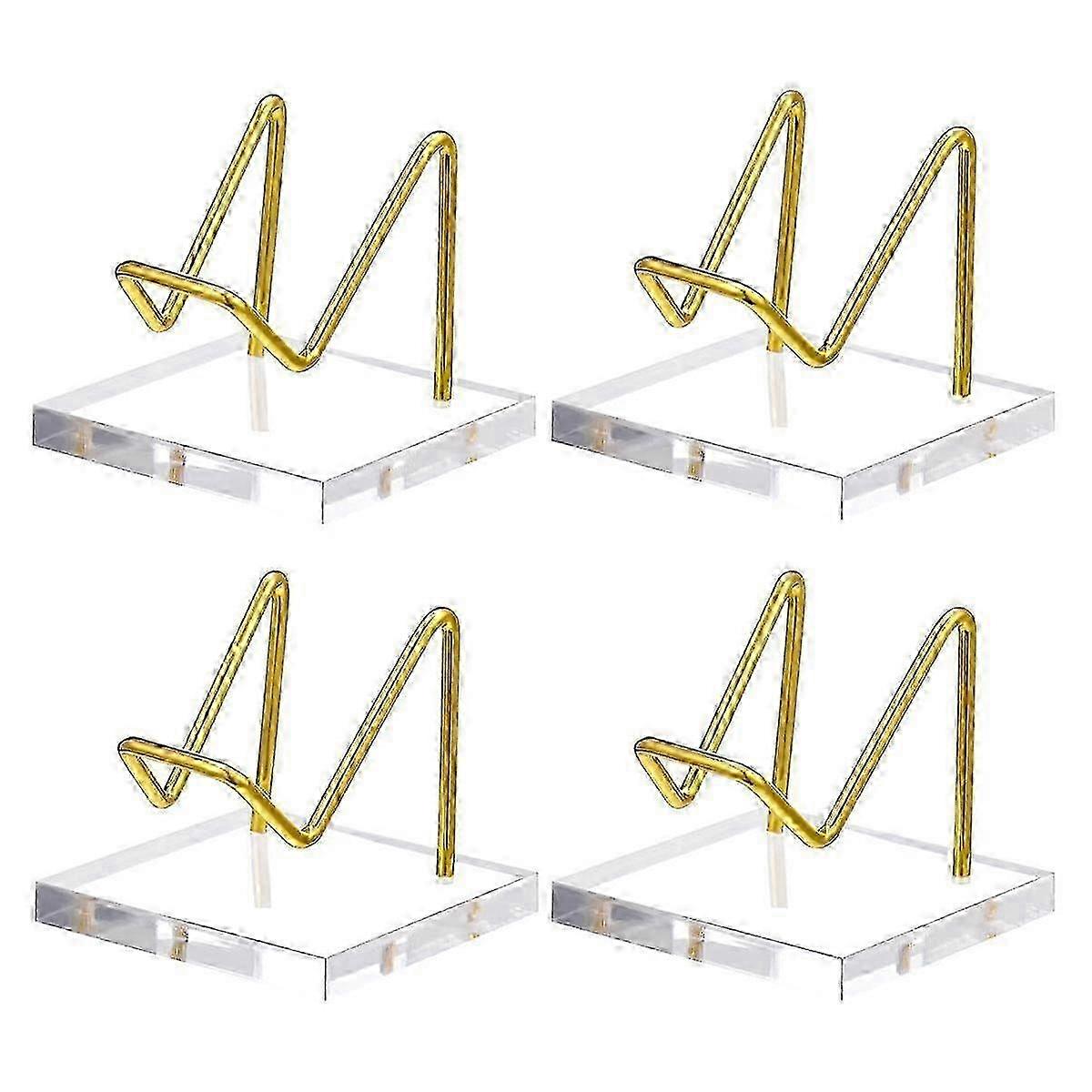 4 Pcs Acrylic Display Stand with Gold Metal Arms, Decorative Display Pedestal with Acrylic Base