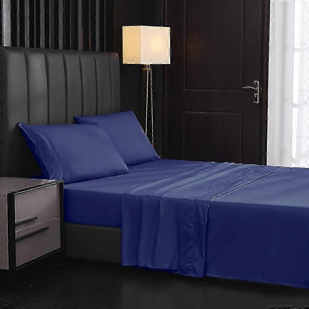 Full Bed Sheet Set with Fitted Sheet and 2 Pillowcases in Solid Color Brushed Fabric