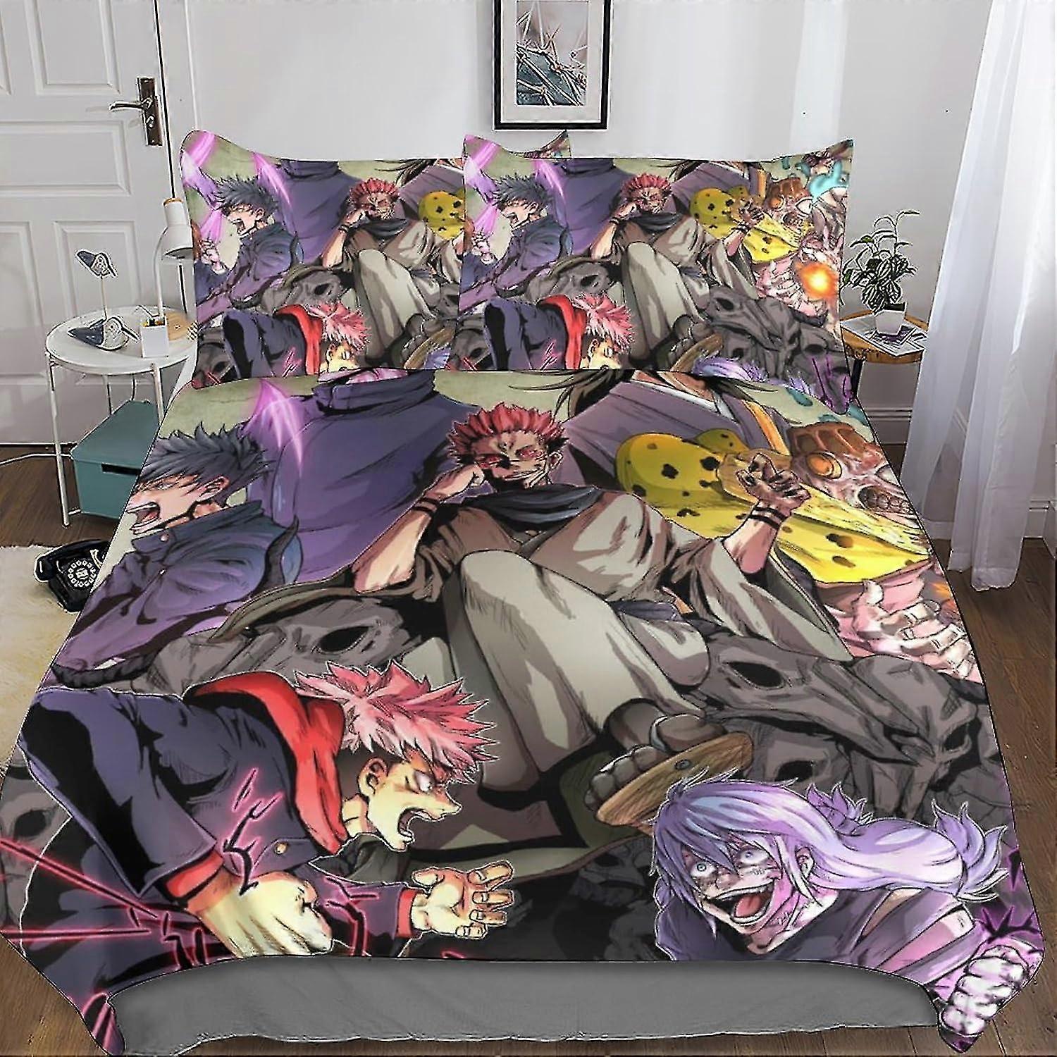 Conjunto de Cama de Anime, Capa de Edredom de 3 Peças com Fronhas, Capa de Colcha de Fácil Cuidado Microfibra Macia