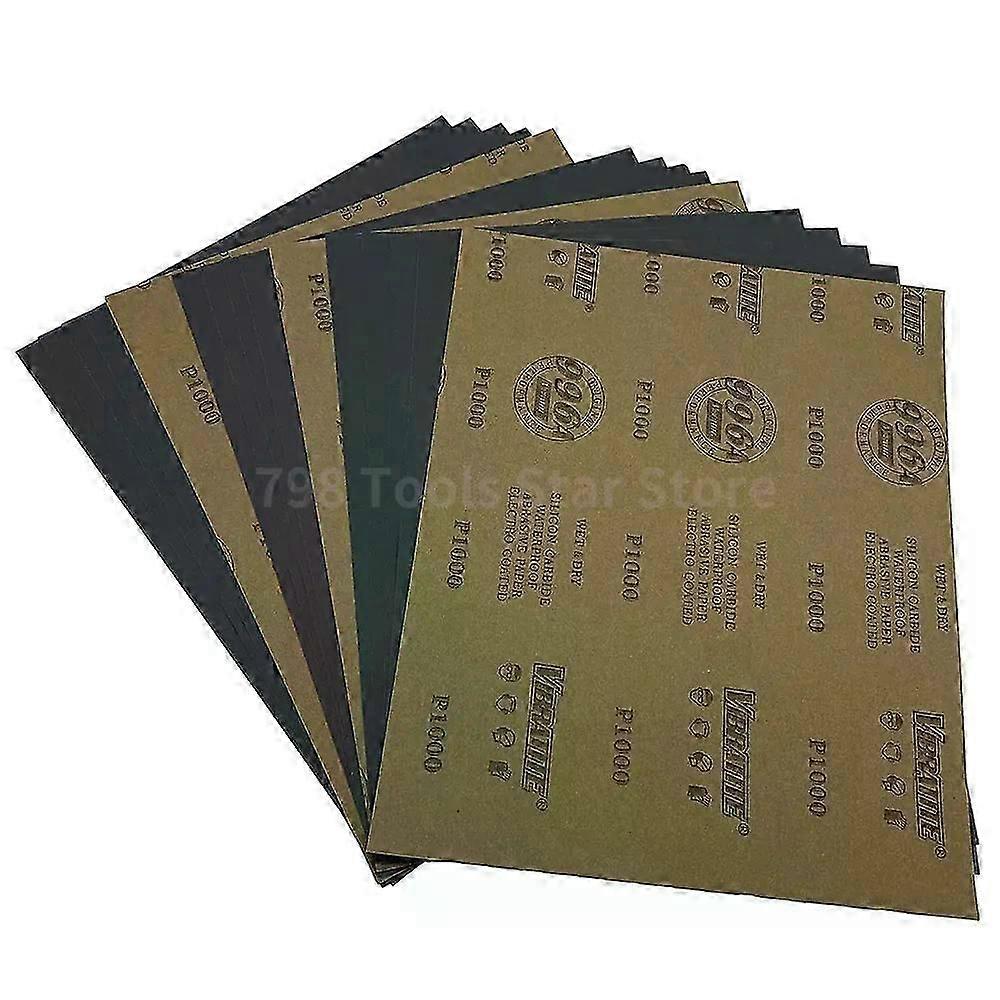 HaKeLai 10 PCS 9"X11" 230x280mm Silicon Carbide Wet Dry Sandpaper Latex Backing Sandpaper for Glass Automobile Wood, 60-10000 Grits