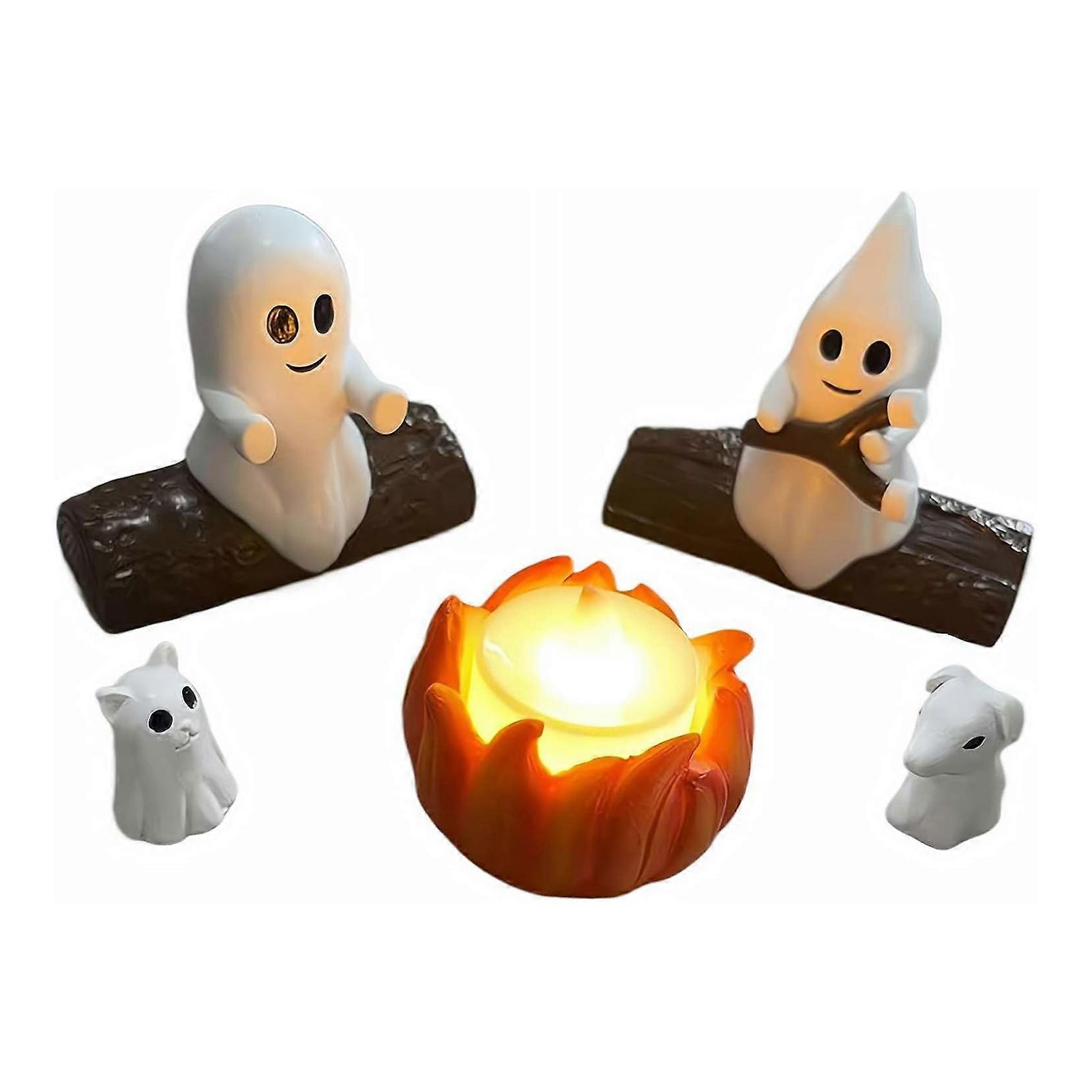 Ghosts Campfires Flickering Nightlight Ghosts Roasting-Marshmallow at Campfires for Halloween Fun Home Decor