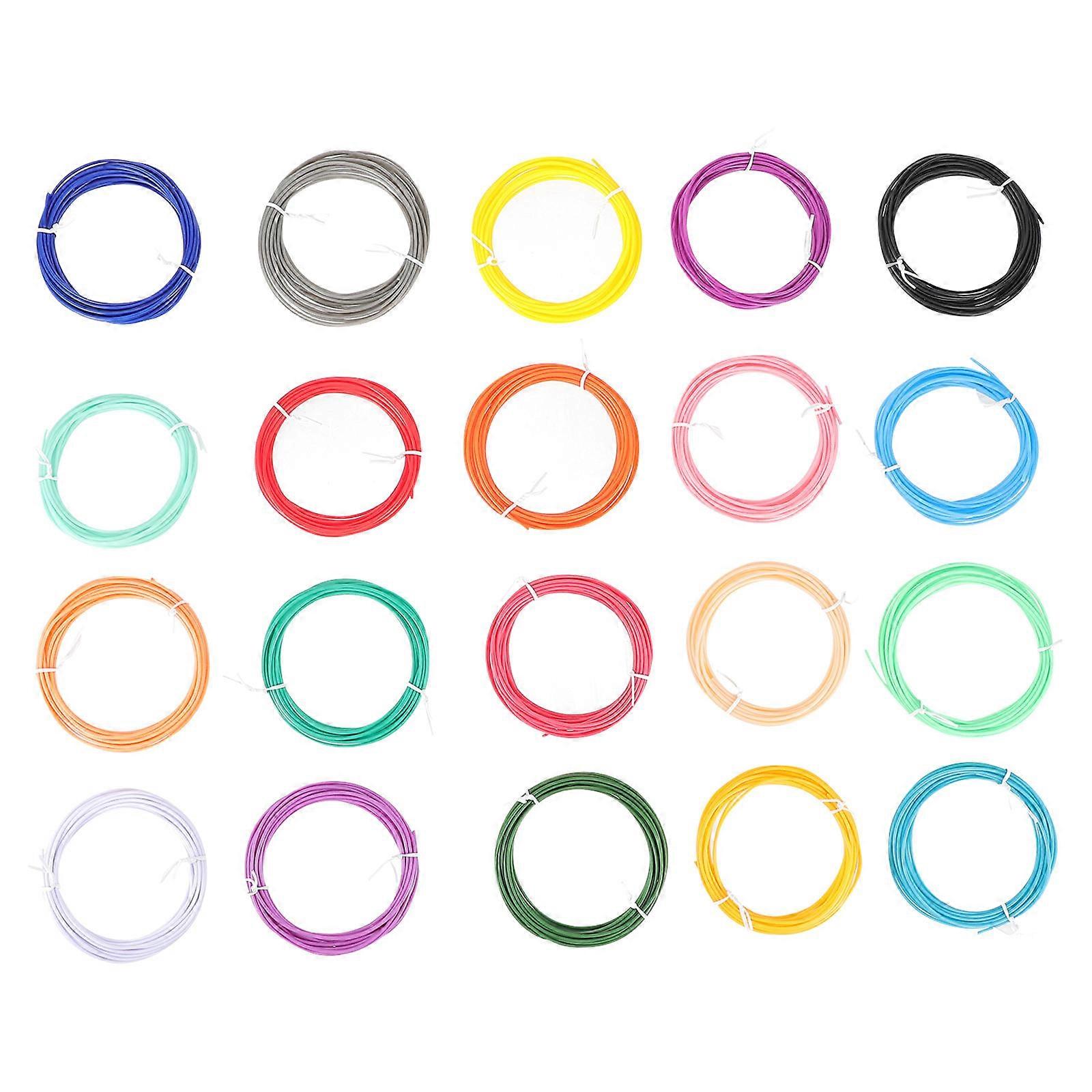 Printer Pen Refill Assorted Color 1.75mm 3D Pen Filaments DIY Projects Dyeability 20Pcs