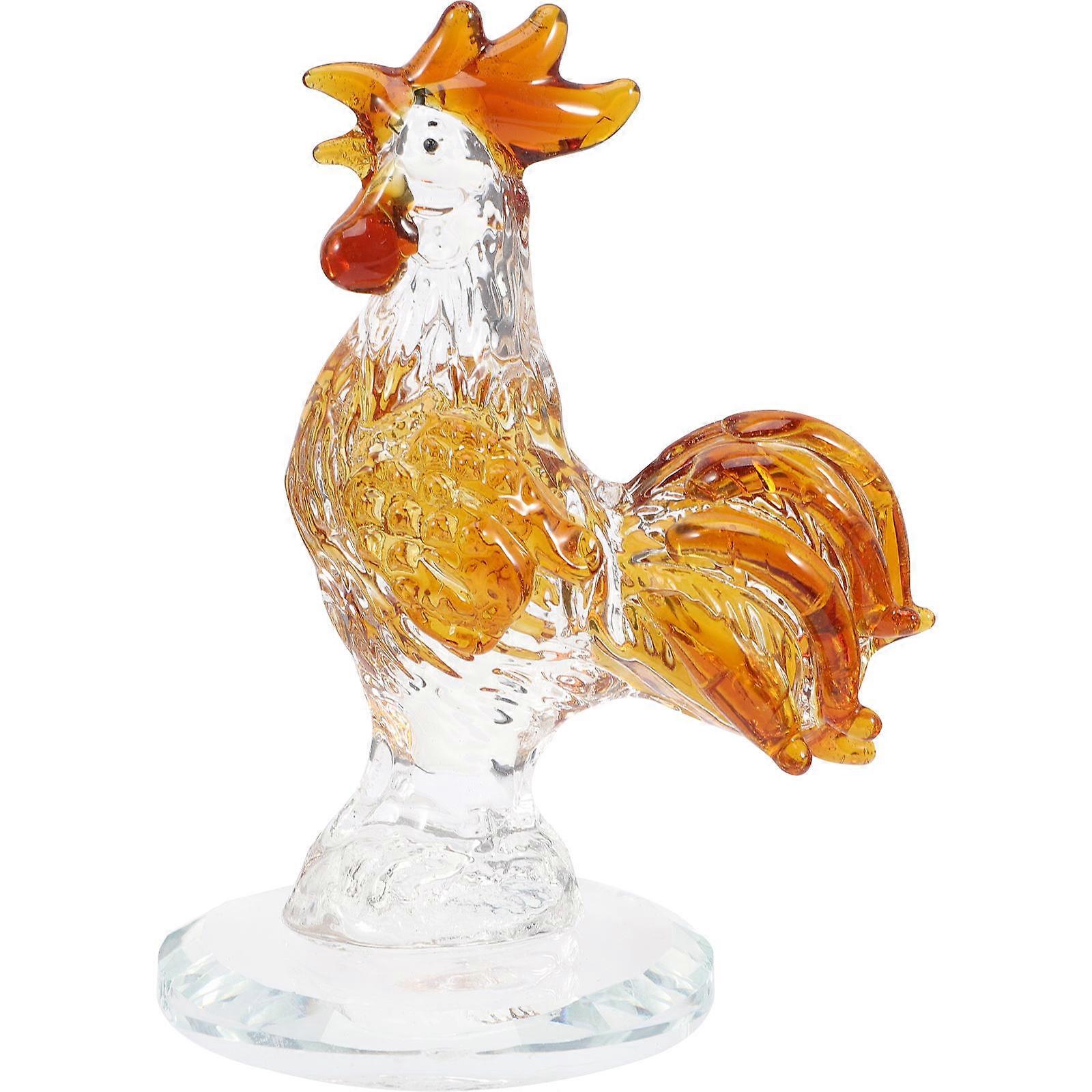 Artificial Chicken Figurine Office Decoration Multi Color Crystal Craft 1Set