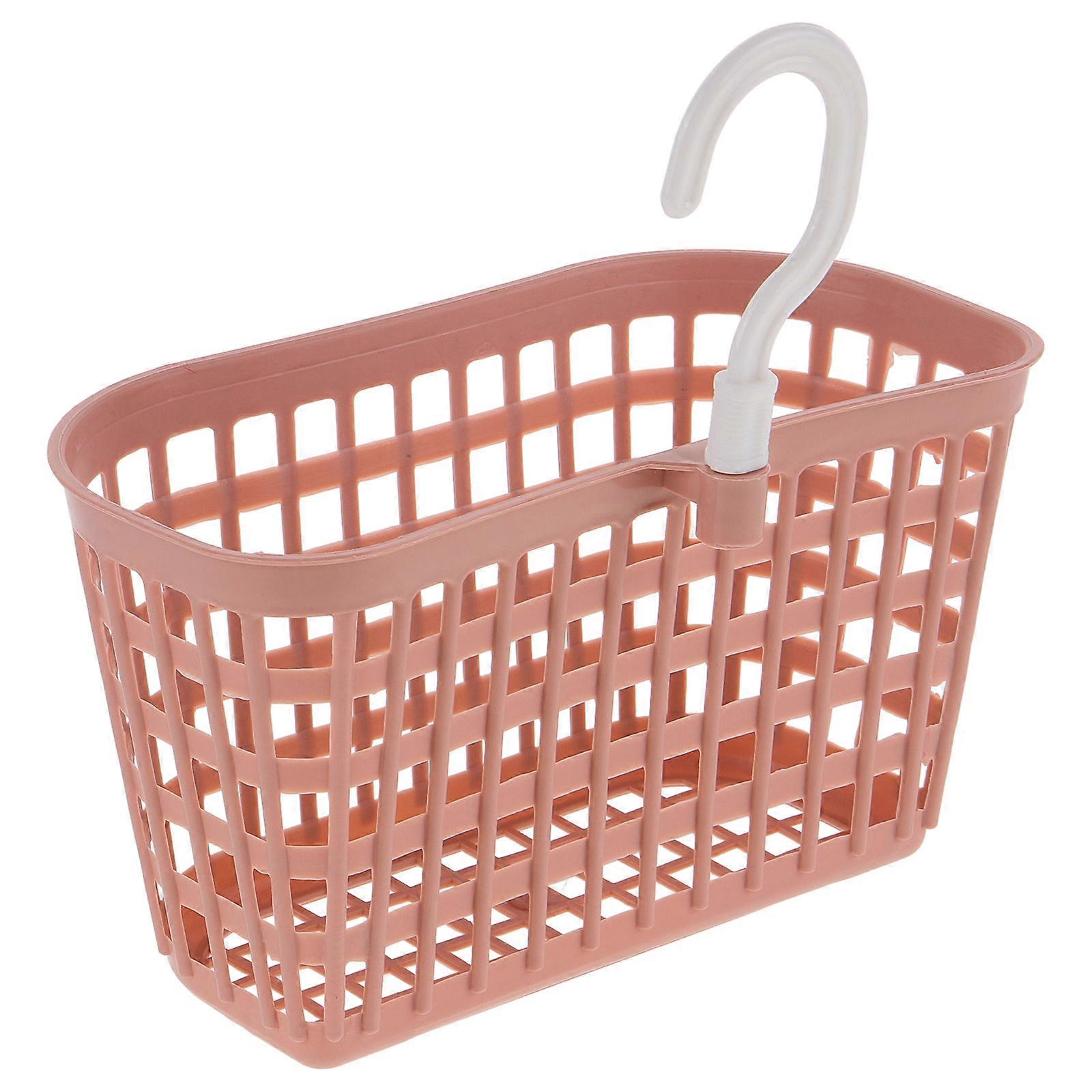 Hanging Kitchen Basket Plastic Storage Basket Rotatable Hook Kitchen Organizer Pink 18*9.5*10.3 Cm Rectangular 1Set