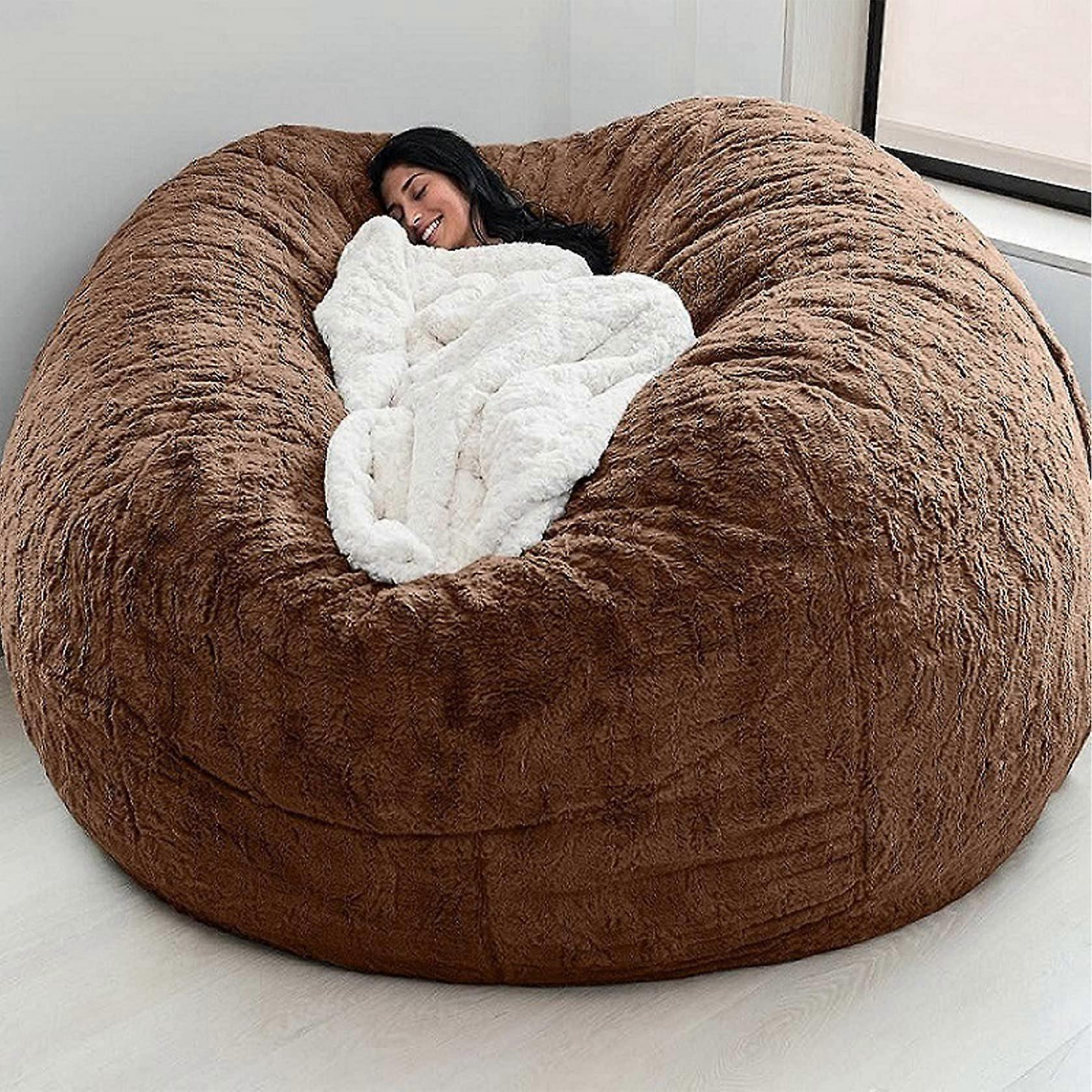 Adult Bean Bag with Comfortable Fur, Oversized Fluffy (No Filler), 1.5m, Brown