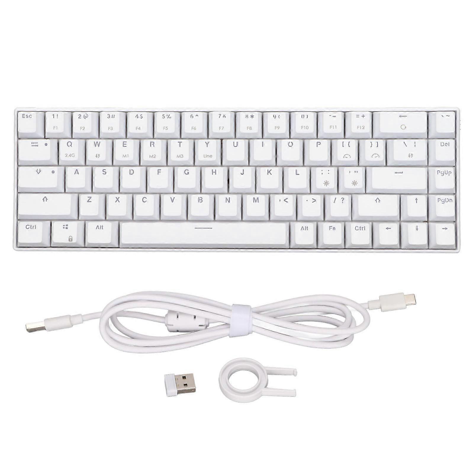 2.4 G Mechanical White 68 Keys Quick Response Wireless Gaming Keyboard Windows Android for IOS