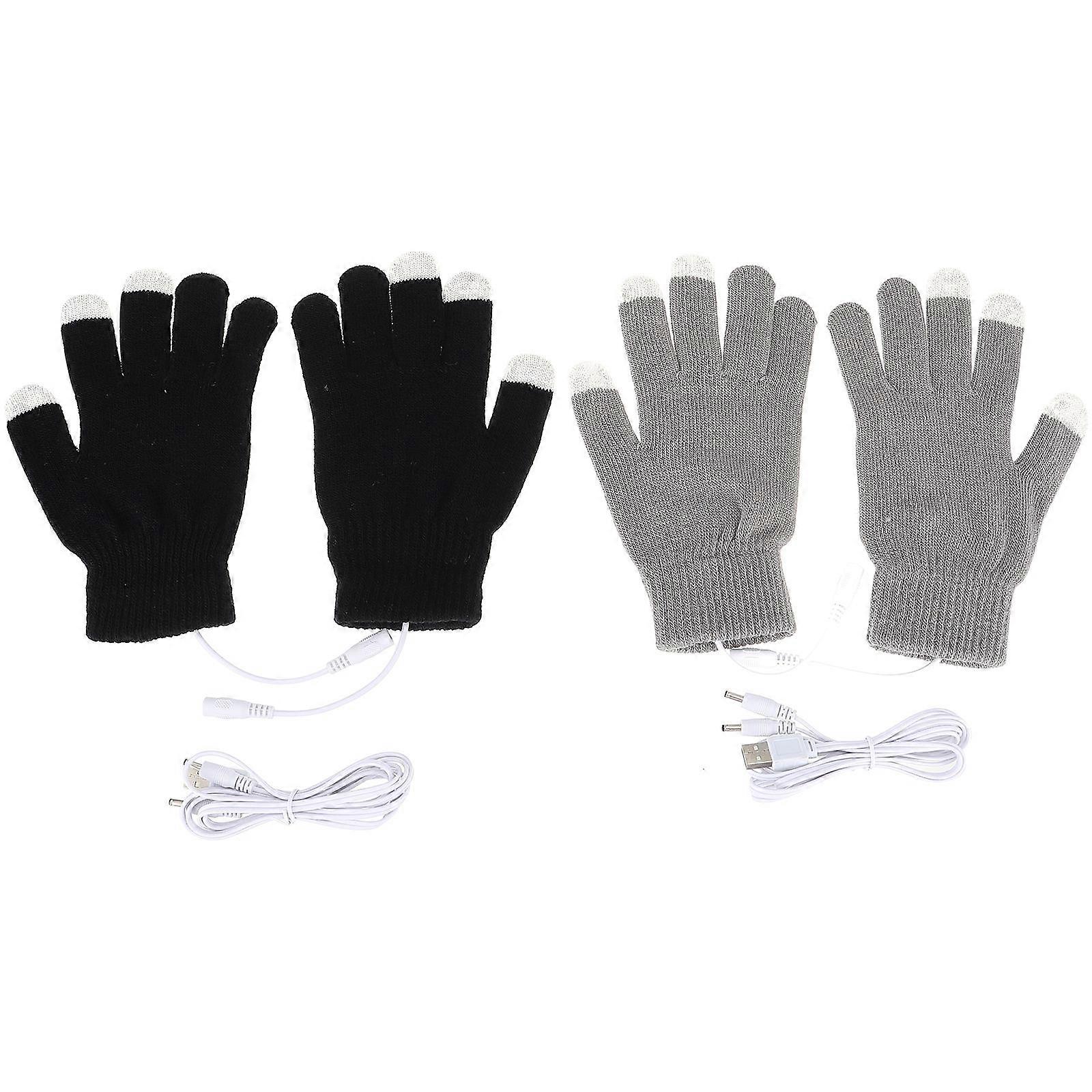 2 Pairs USB Heated Gloves Touchscreen Mitts Winter Hand Warmers for Men and Women