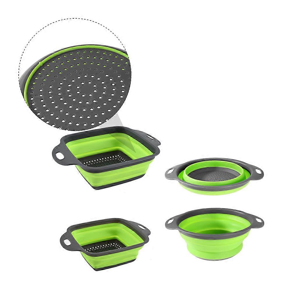 Multi Functional Drain Basket Folding Fruit Basket Wash Fruits Kitchen Use TPR Material Space-saving 4Pcs