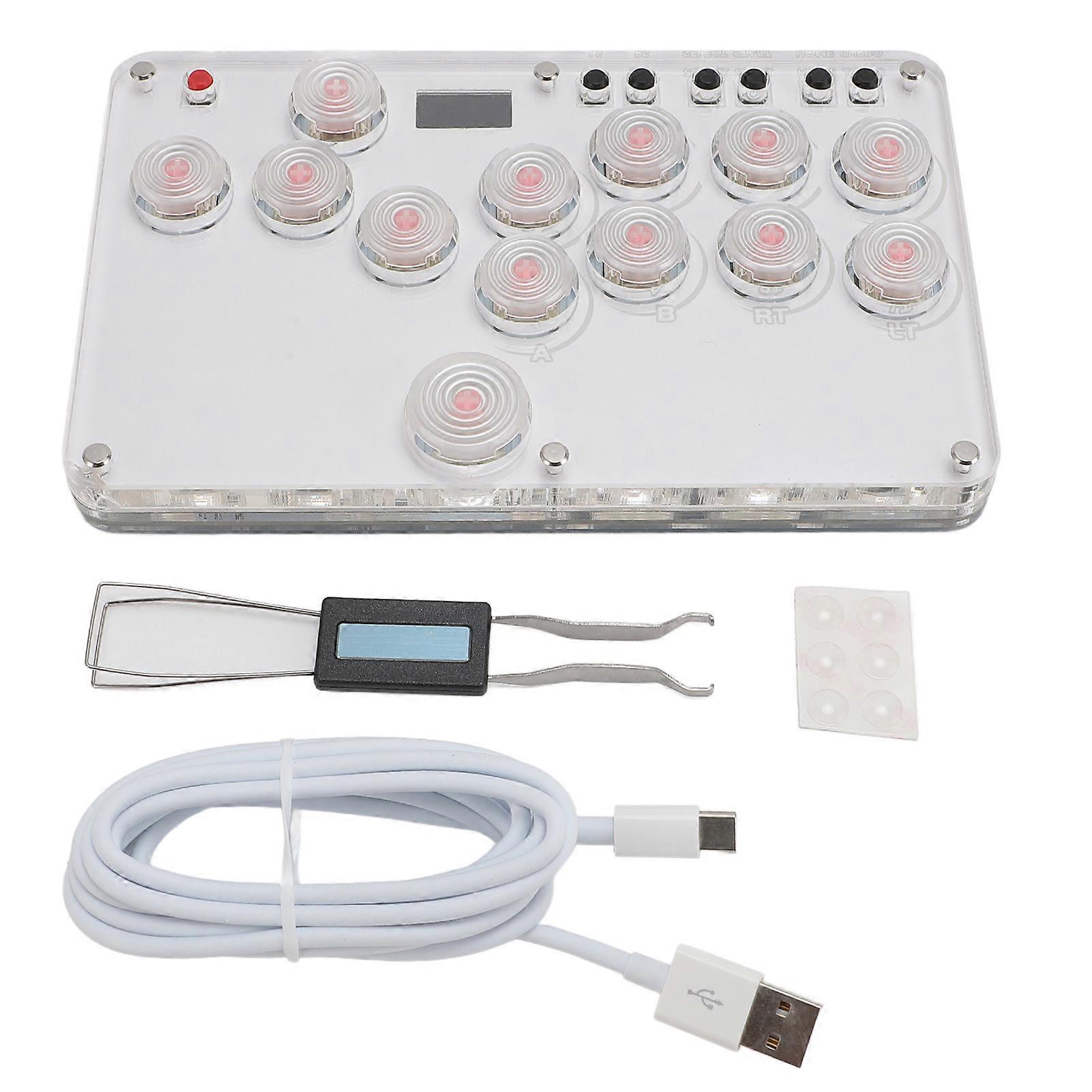 Arcade Stick 13-Key RGB Controller - Turbo, Hot Swap, SOCD, PC/PS3/Switch Compatible