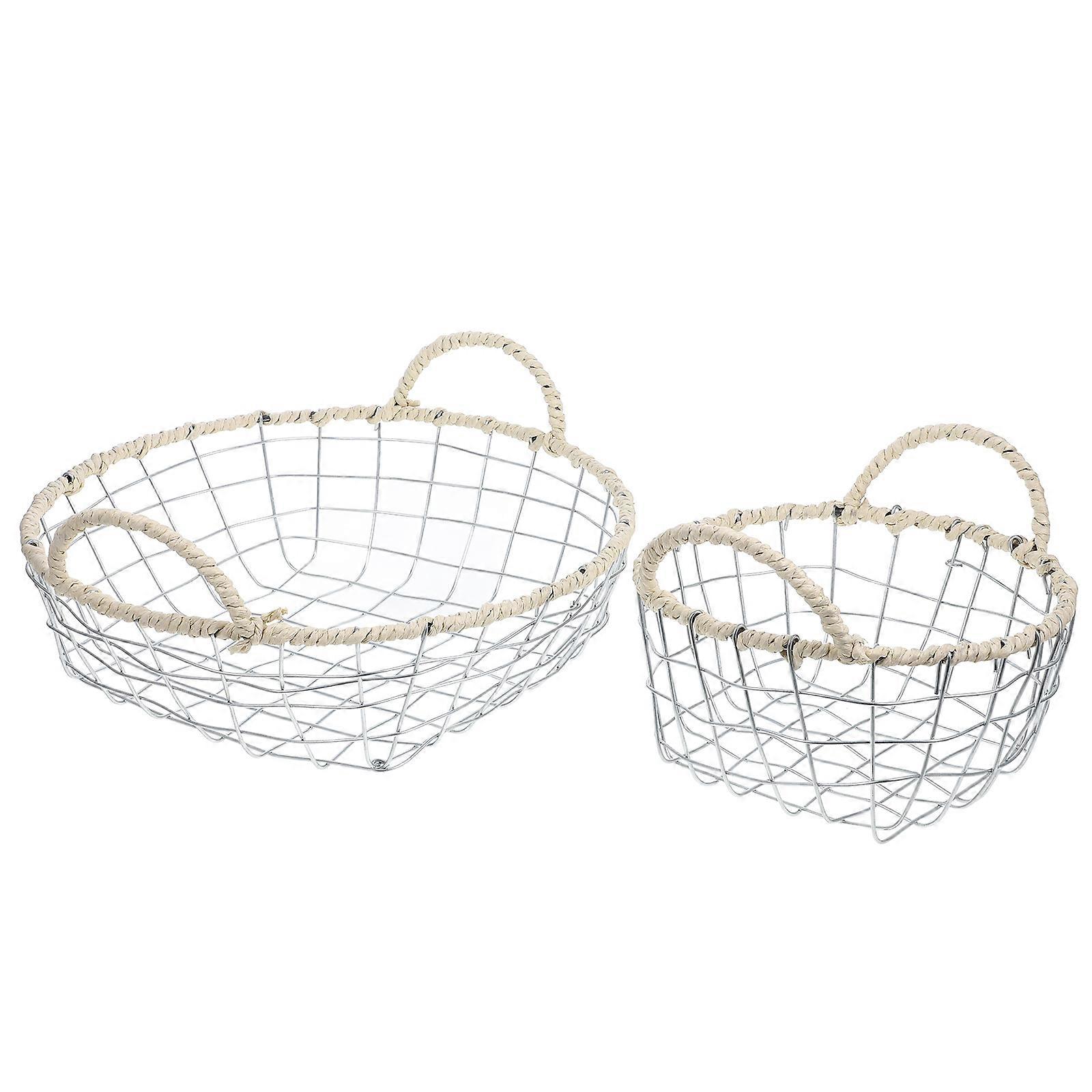 Metal Snack Basket Woven Design Elegant Style Picnics 20.00X20.00X9.00cm Carrying 2Pcs