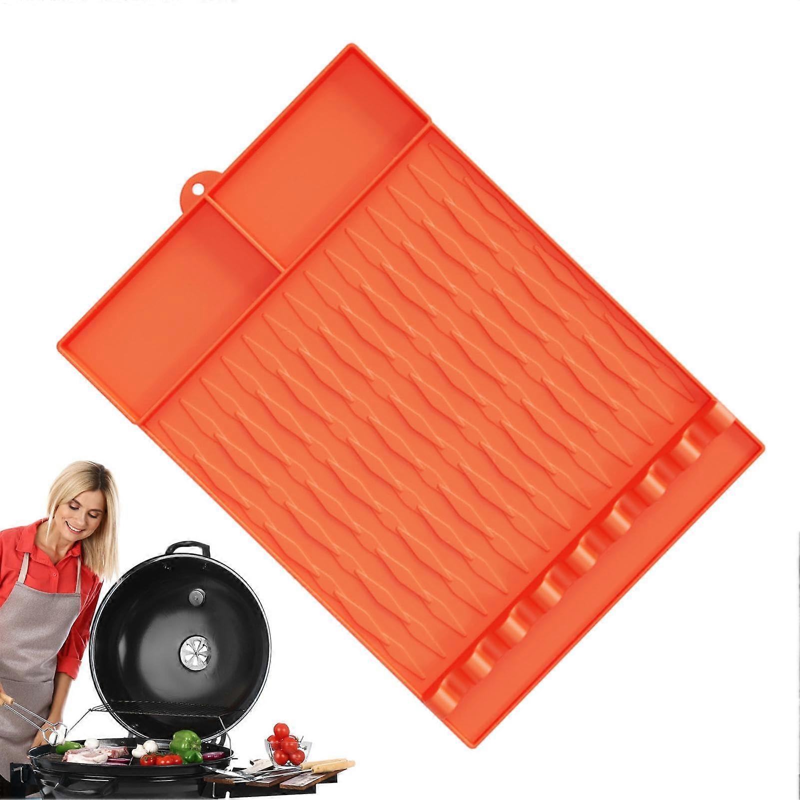 Grill tools mat, silicone spatula mat  Heatresistant griddle tools mat Orange