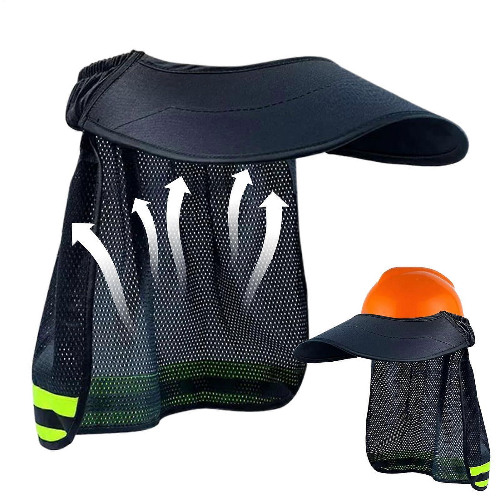 Kappenschirm Mesh Nacken Sonnenschutz mit Reflektierendem Streifen für Schutzhelm, Outdoor Arbeiten, Gartennutzung, Purpurblau