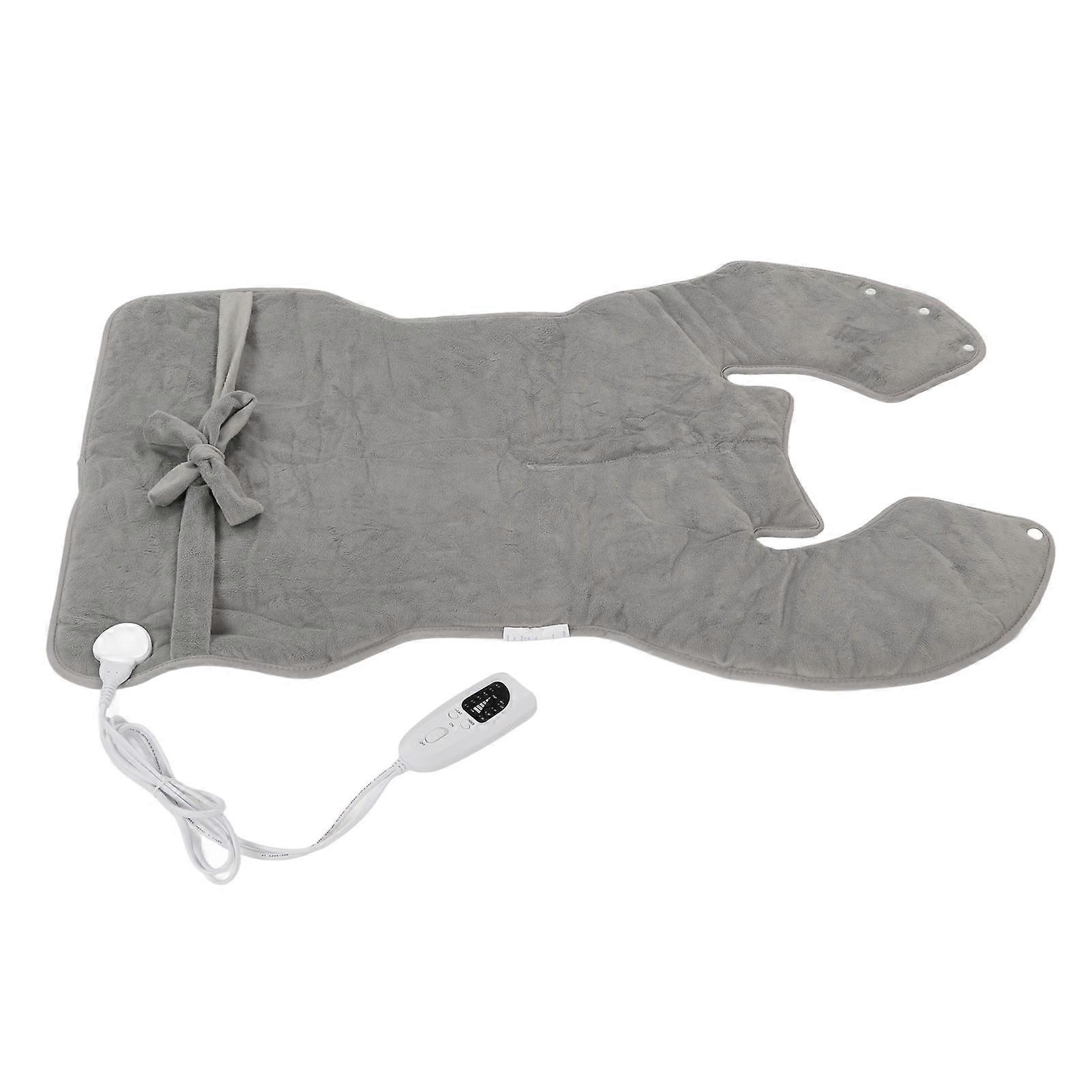 Back Heating Pad 6 Level Temperature Adjustment Drapeable Electric Back Heating Pad Soft Plush Back Heater Silver Gray US Plug 110V