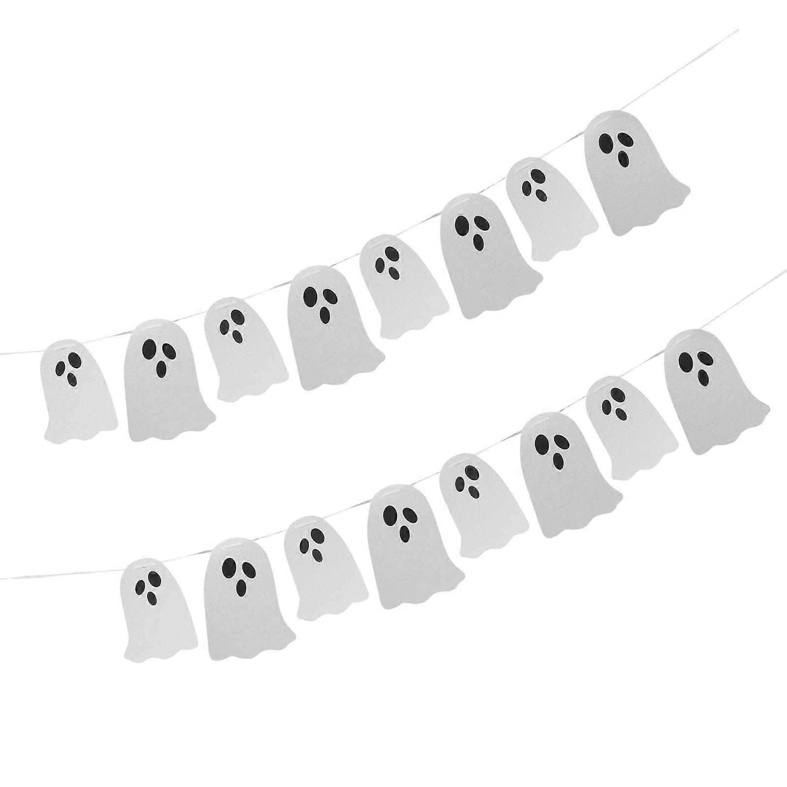 Halloween Ornaments Ghost Banner Wall Background Party Decoration Silver 17x14cm 2 Sets