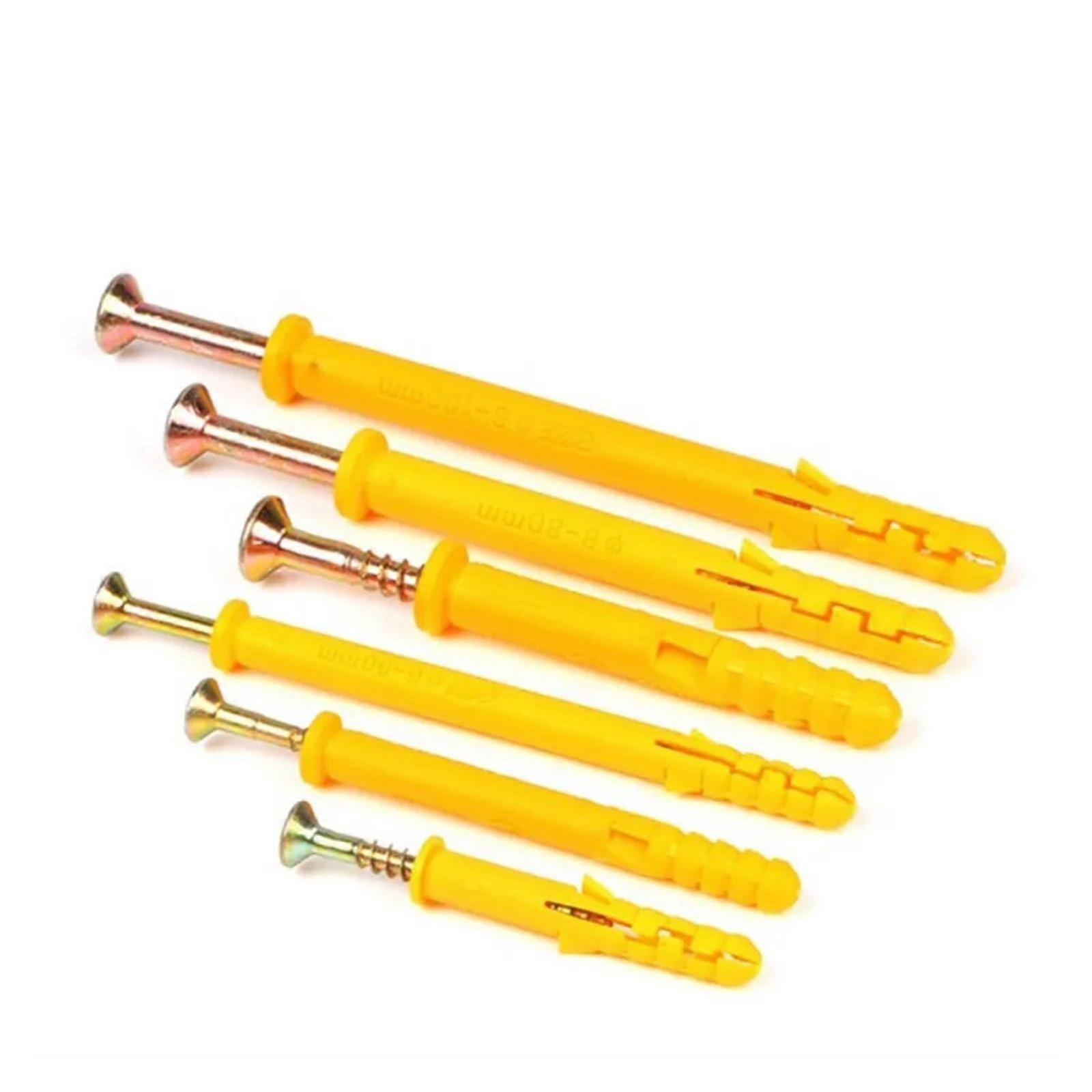 M6 Plastic Expansion Pipe Self Tapping Wall Anchor Kit 80mm with Metal Screws for Woodworking and Drilling Projects