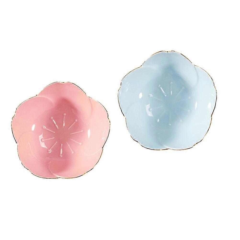 Dipping Bowl Cherry Blossoms Porcelain Dish Tableware Dipping Seasoning Sauce Dish 2Pcs Assorted Color 7*3CM Round Fruit Container
