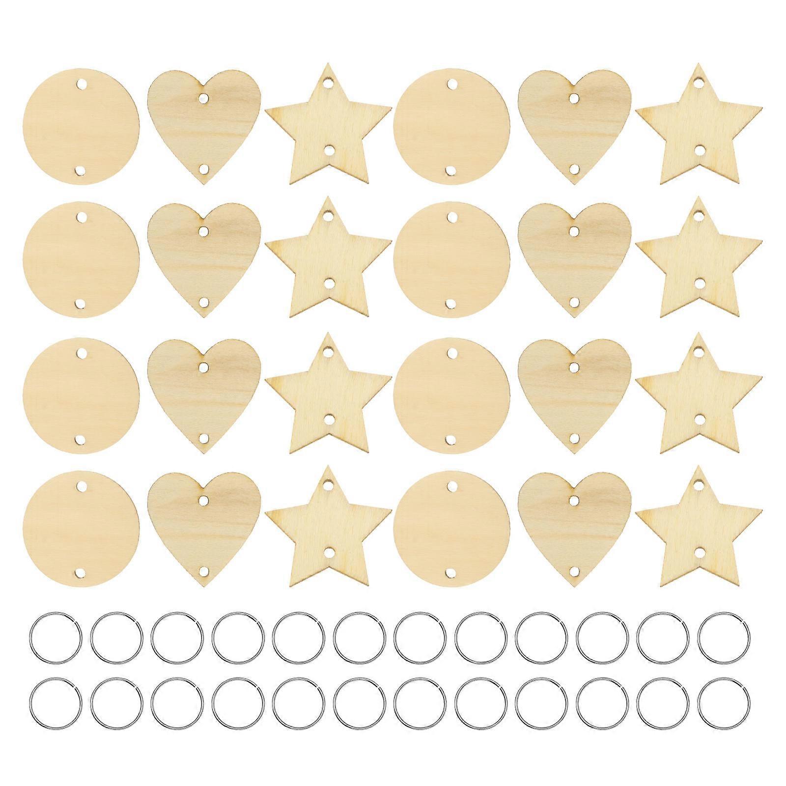 DIY Beige Wood Tags for Decoration Use with Smooth Texture and Unique Shapes 240pcs Mini Craft Set