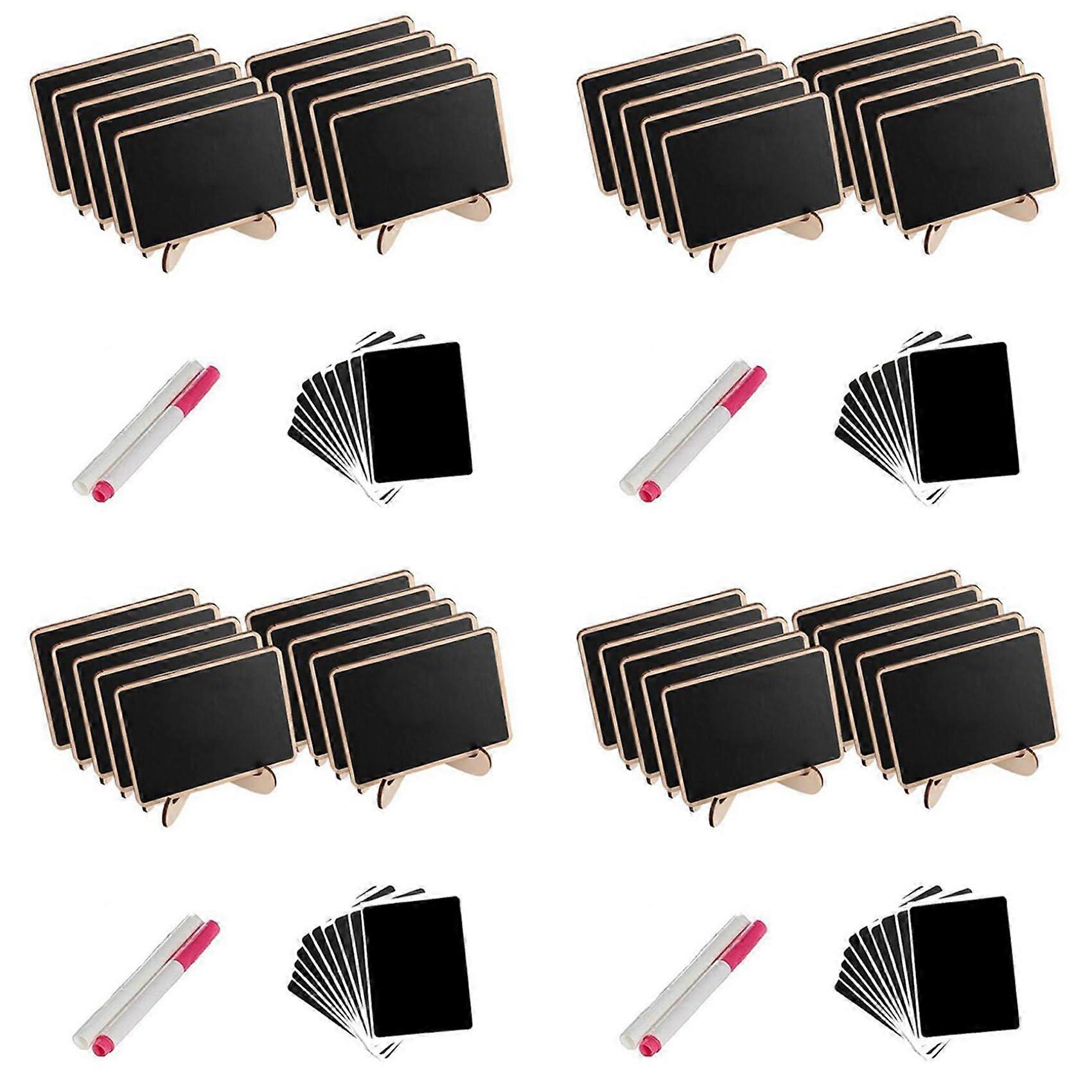 Mini Chalkboard Label, 40 Pack Framed Easel Stand Blackboard for Buffet Food, Wedding Table Cards