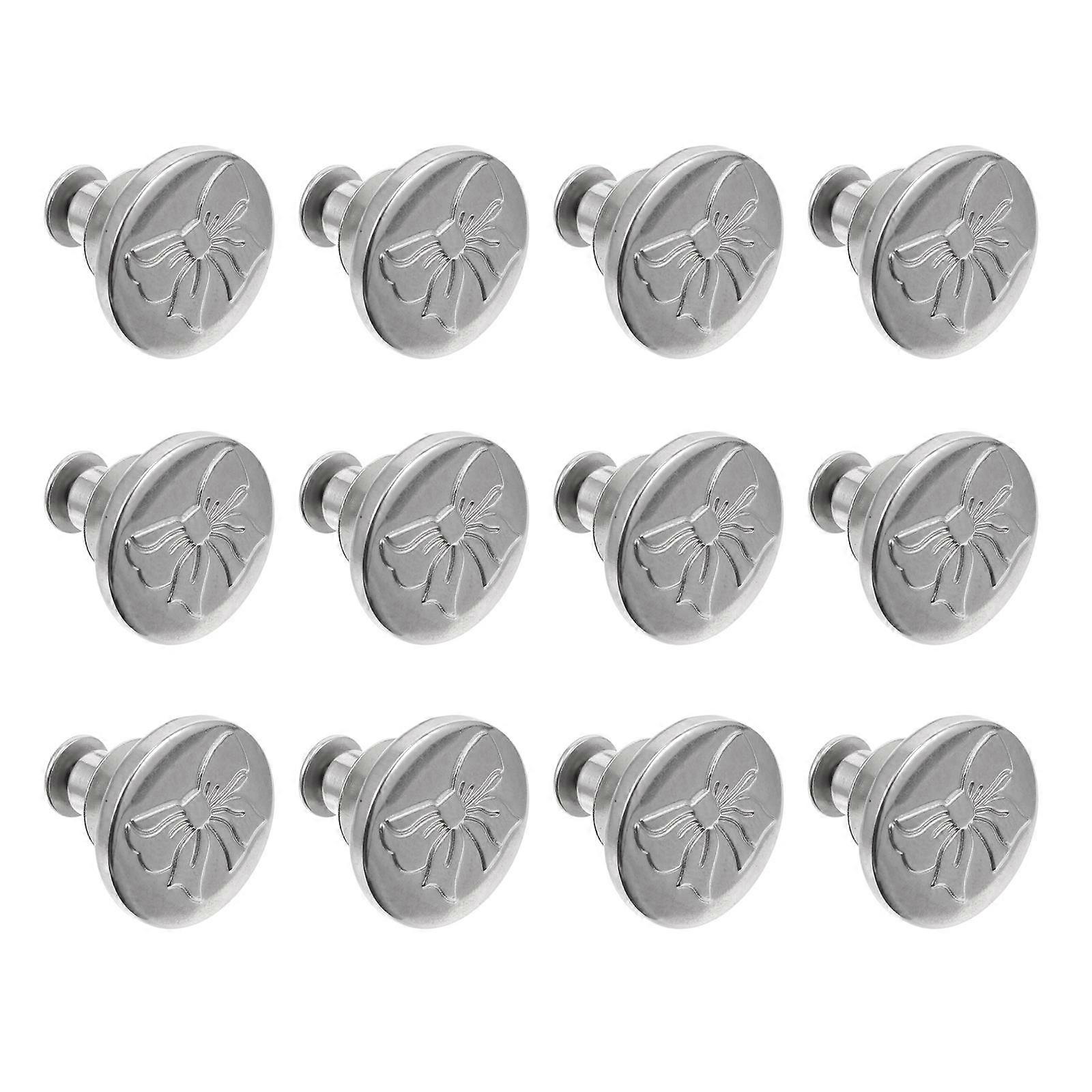 White Alloy Jean Buttons for Pants Replacement Instant Buttons 12 Pieces Fashionable Chic Decorative