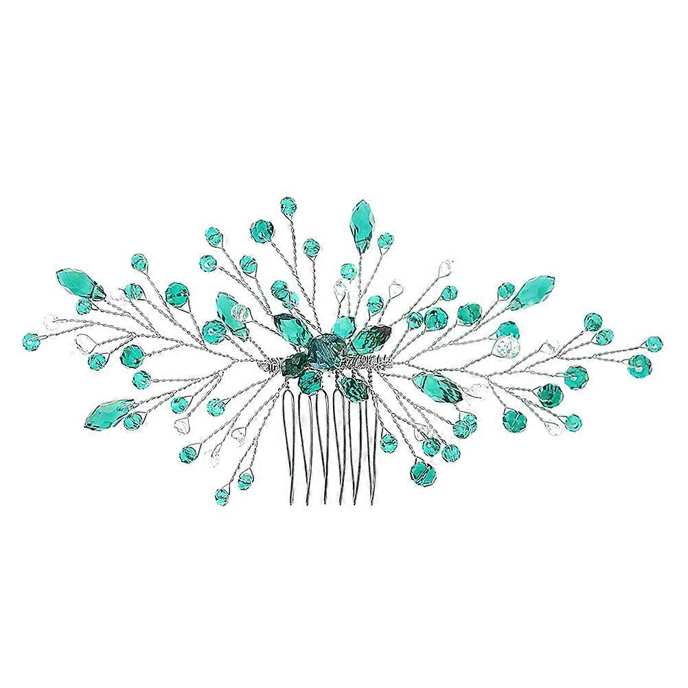 Elegant Green Rhinestone Hair Comb for Bridal Weddings and Special Occasions – Eye Catching Crystal Hair Accessory for Women