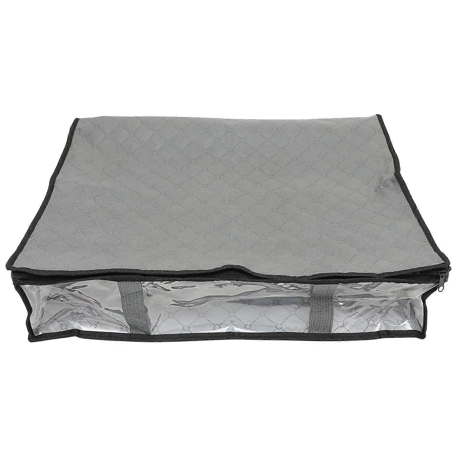 Foldable Under Bed Storage Bag with Window and Handles, Non Woven Clothes and Bedding Organizer, Dustproof Space Saving Container for Quilts,
