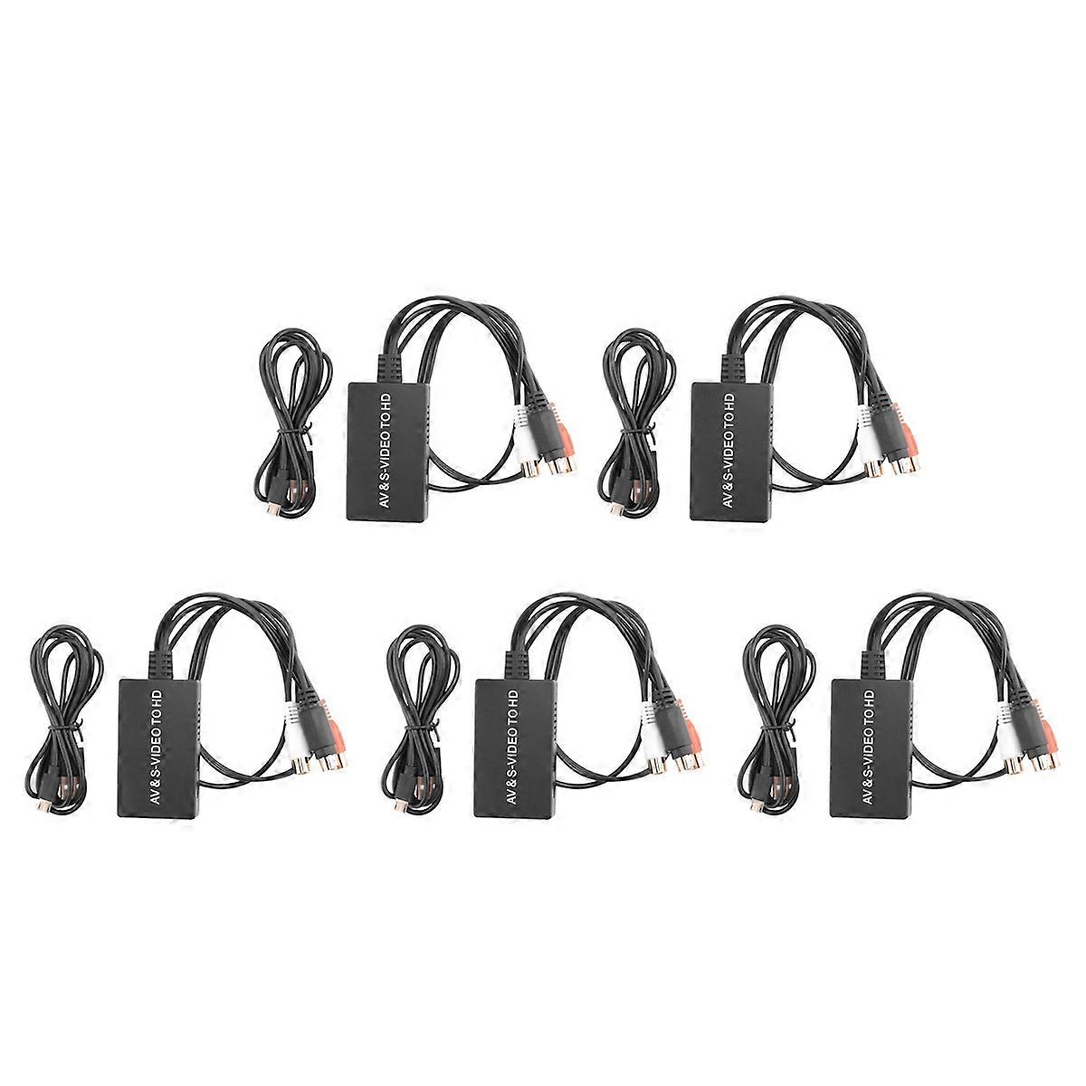 5X SVideo to Converter S-Video and 3RCA CVBS Composite to Audio Video Converter Support 1080P 720P