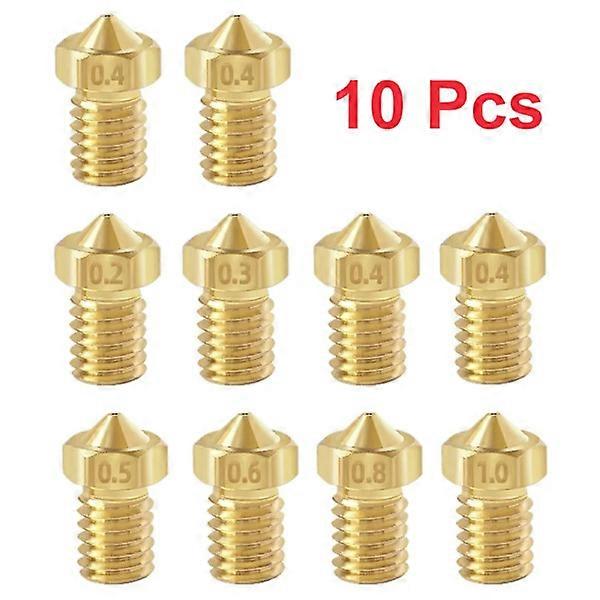 10 Stück E3D V6 Messing Düse 0,2 / 0,3 / 0,4 / 0,5 / 0,6 / 0,8 / 1,0 M6 Gewinde Kupfer für 1,75 Filament V5 V6 Hotend 3D Drucker Teile 0,3 mm