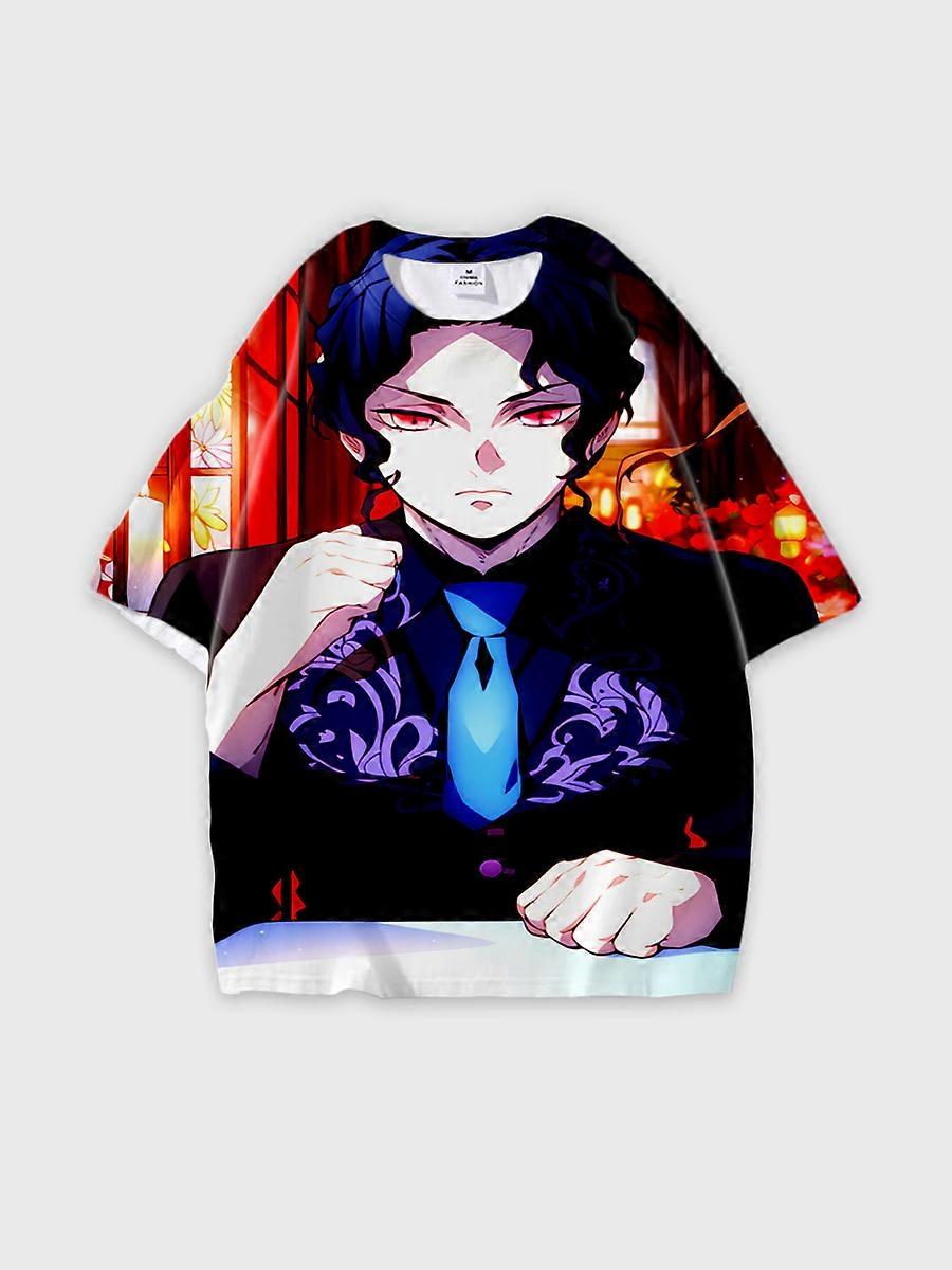 T-shirt round neck Character Pattern loose short sleeve P1382