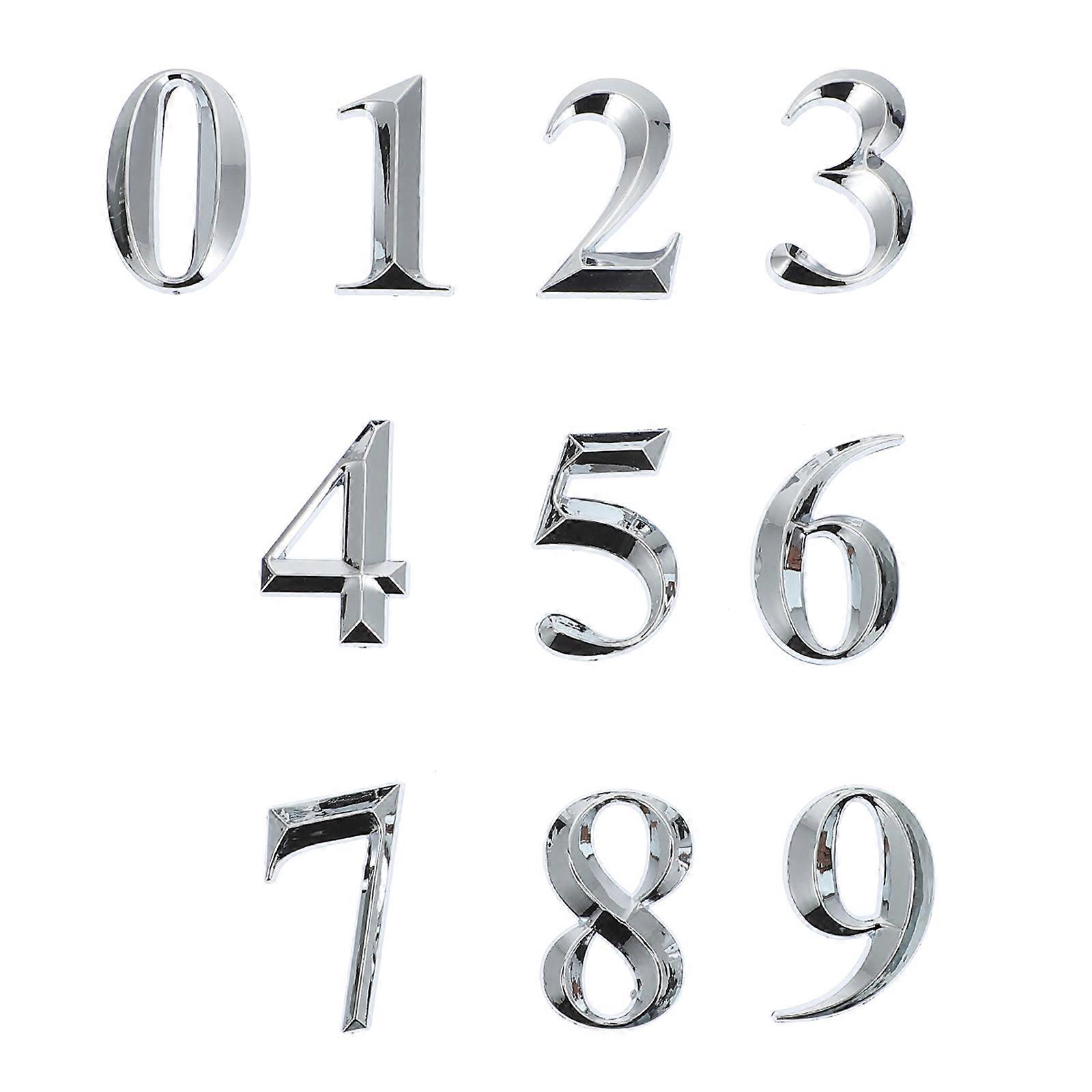 Self-Adhesive Door Numbers 10Pcs Sturdy Mailbox Sign For Apartments Hotels 3D Silver Modern Minimalist