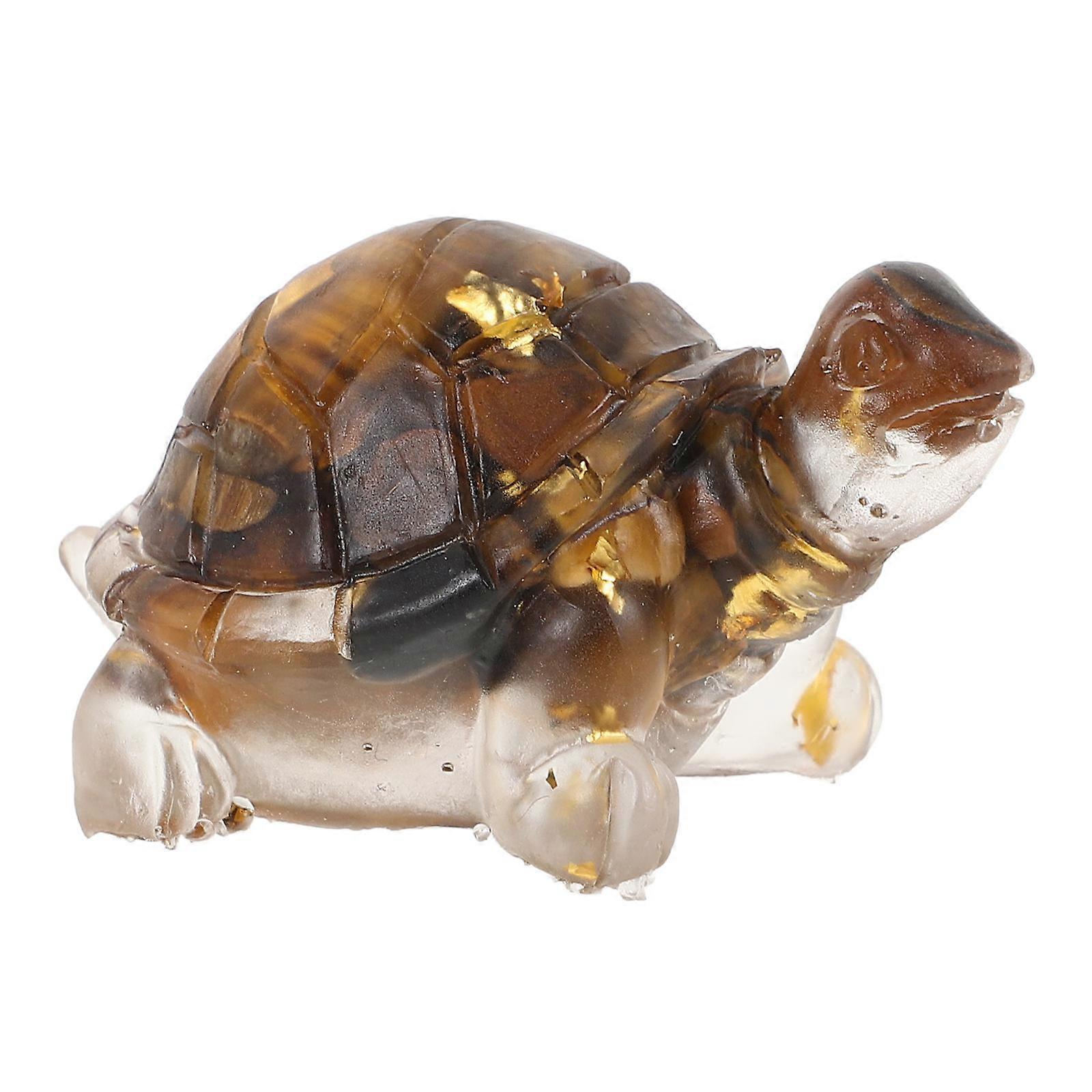 Light Brown Crystal Turtle Statue for Decoration Portable Mini Turtle Figurine Home Sculpture 3.5 Inches