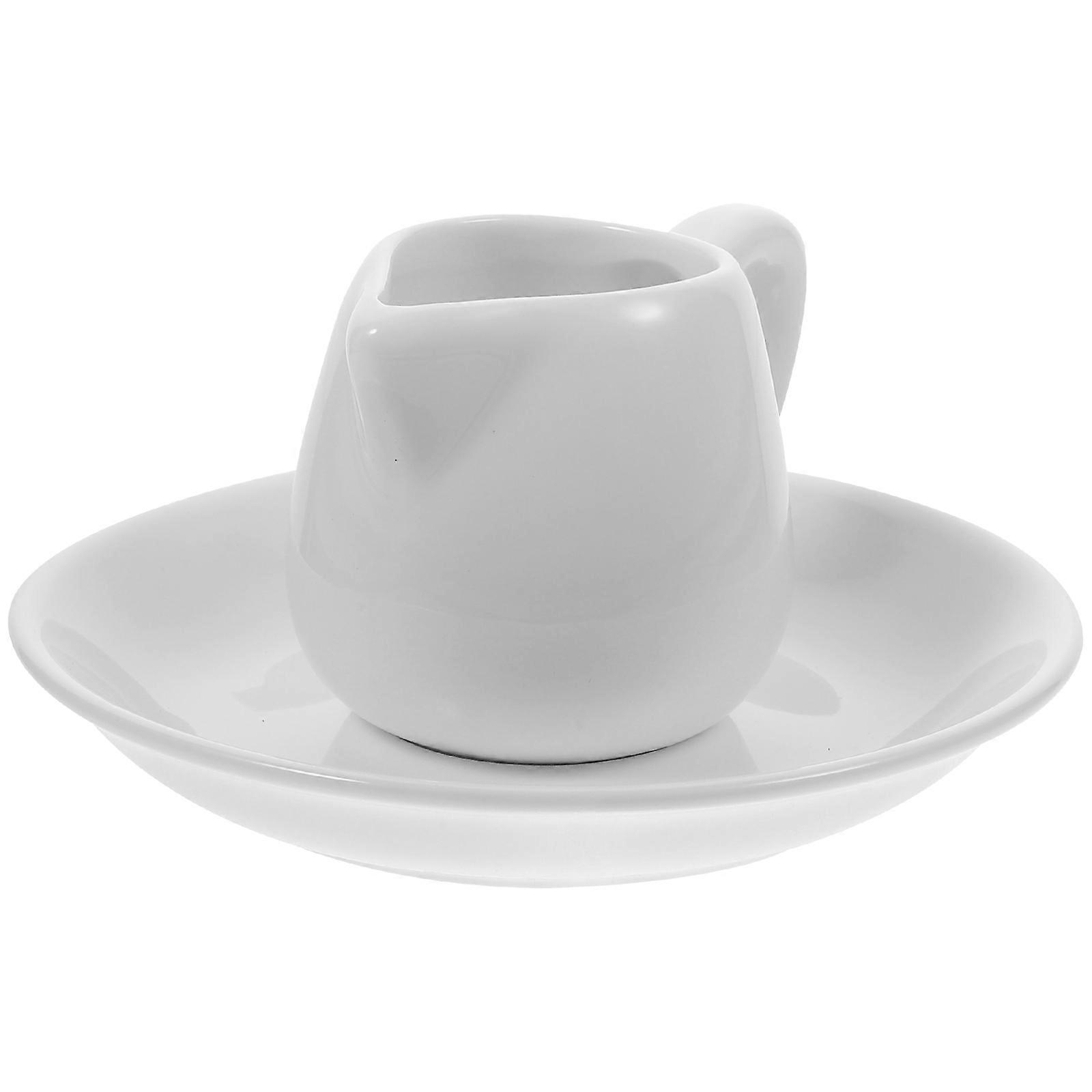 Gravy Boat With Saucer 1 Set For Diningware White Pitcher Shape Simple Design Serving Liquid Condiments