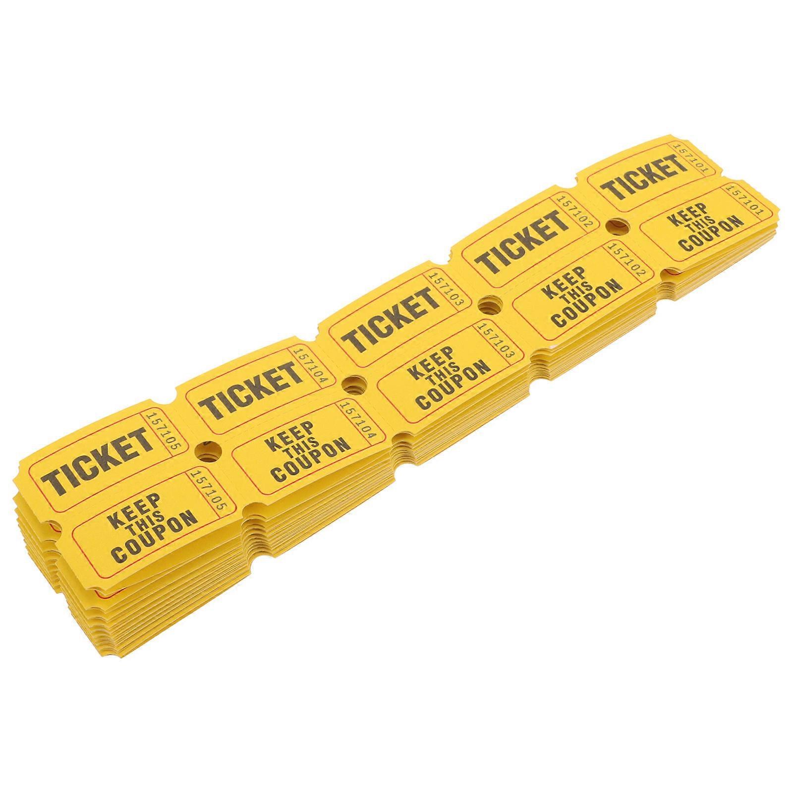 Yellow Paper Raffle Tickets for Decor Easy to Use and Store Universal Event Tickets 100pcs