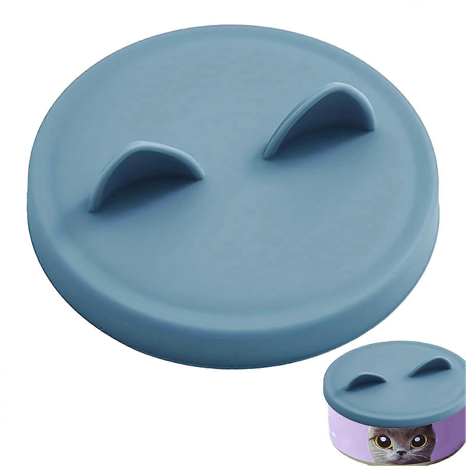 Silicone Can Lid Durable Cartoon Wet Food Lids for Cats and Dogs Blue