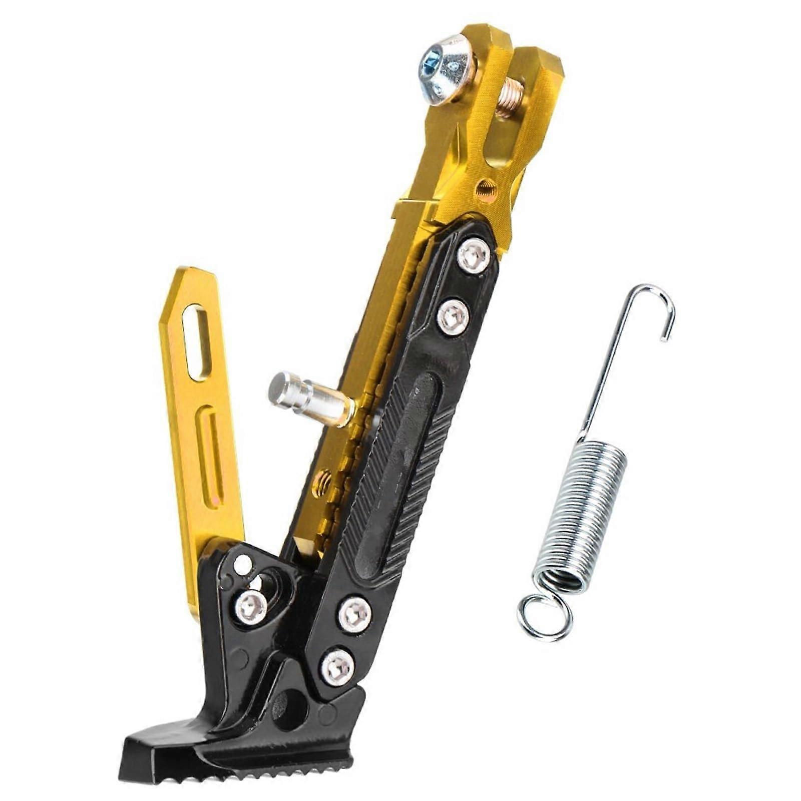 CNC Metal Kickstand Pad Support Motorcycle Foot Holder Adjustable Durable Corrosion-Resistant Side Stand Extension Gold