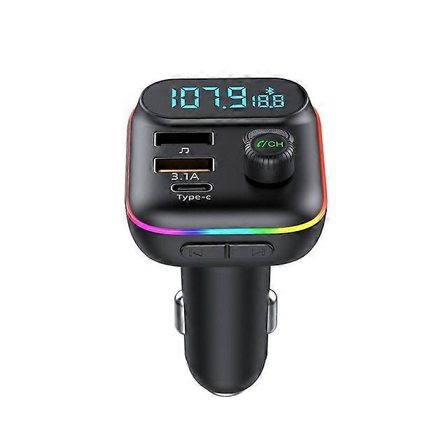 Car Bluetooth 5.0 FM Transmitter Dual USB QC3.0 PD Type C Car Charger Ambient light Handsfree Mp3 Music Player Support TF Card