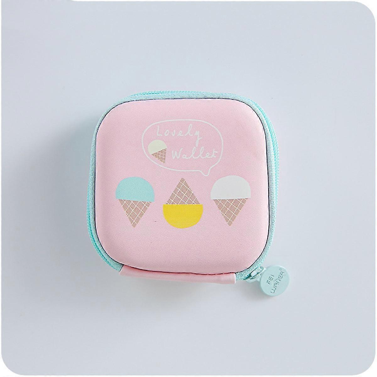 Pink Headphone Case EVA Storage Pouch for Earphones and Accessories with Soft Lining and Mesh Bag Mini Size