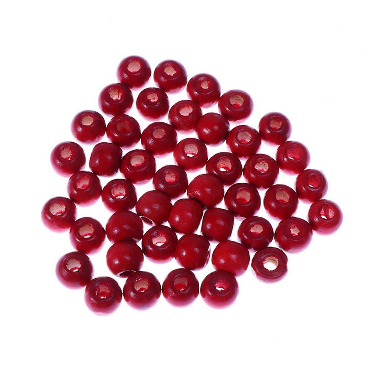 100pcs Red Wooden Beads for DIY Crafts Smooth and Durable 10mm
