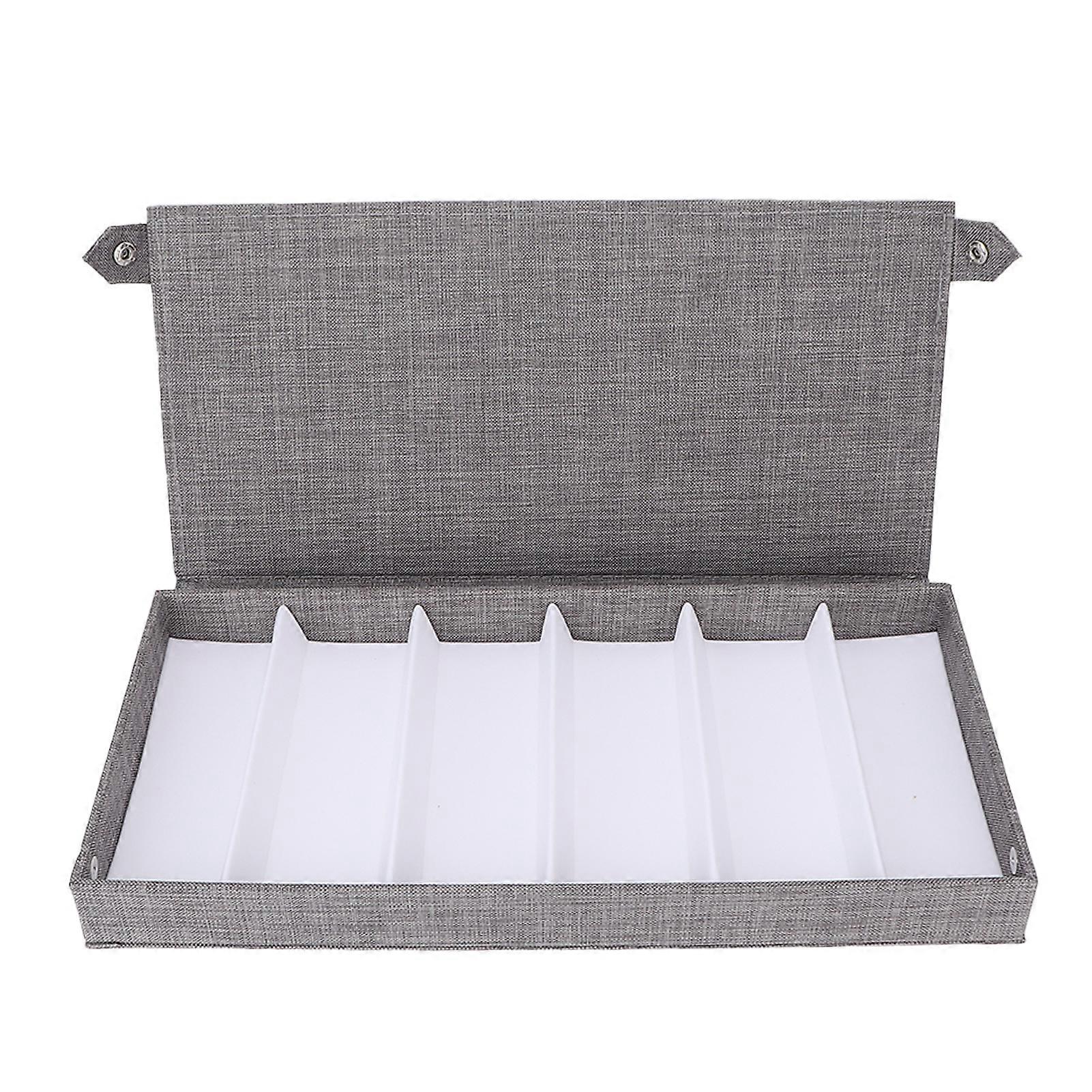 6 Grids Sunglasses Storage Case 38.5x19x4cm Grey Flocking Cloth