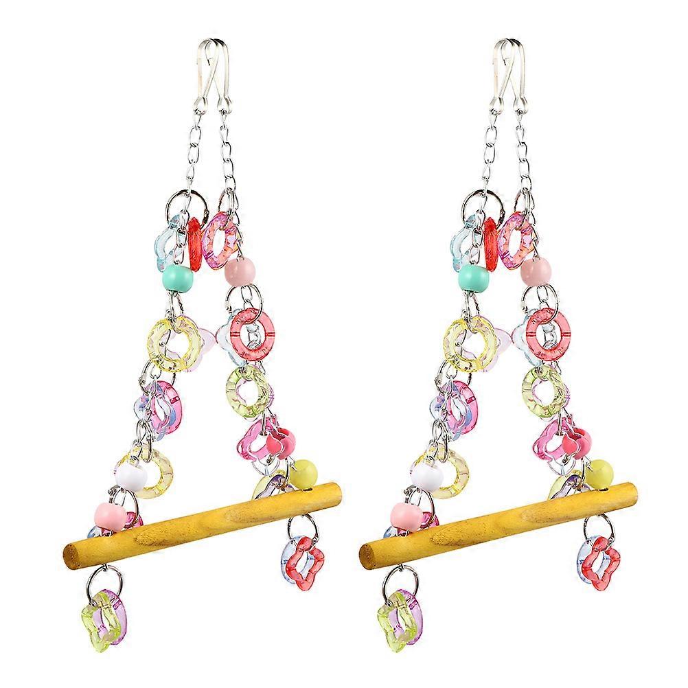 Papağanlar İçin Ahşap Salıncak Oyuncak Pençe Taşlama ile Pet Kuşlar İçin İdeal Dinlenme Yeri 2 Adet