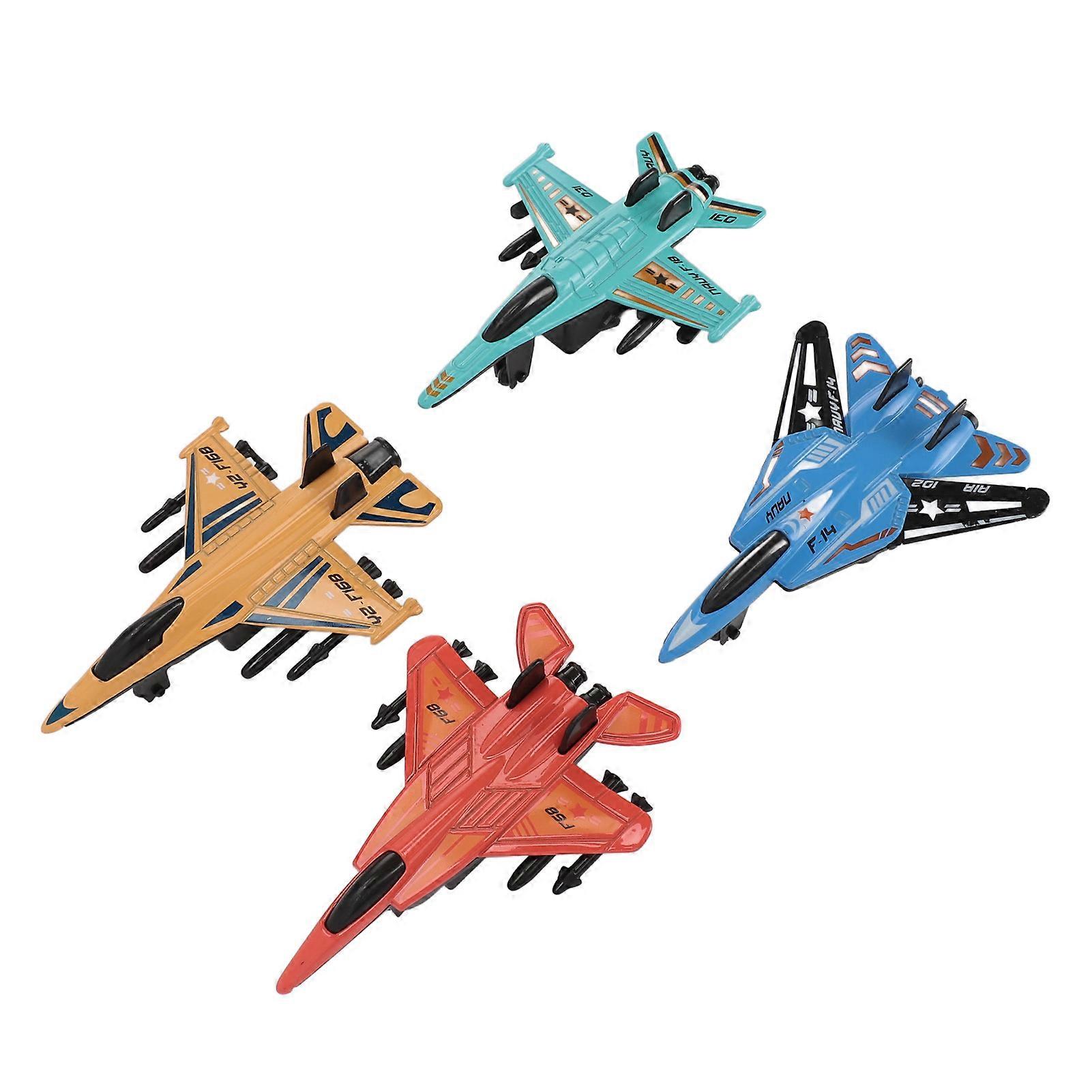 4pcs Fighter Jet Model Toy Pull Back Realistic Alloy Collectible Aircraft Model for Children Type 1