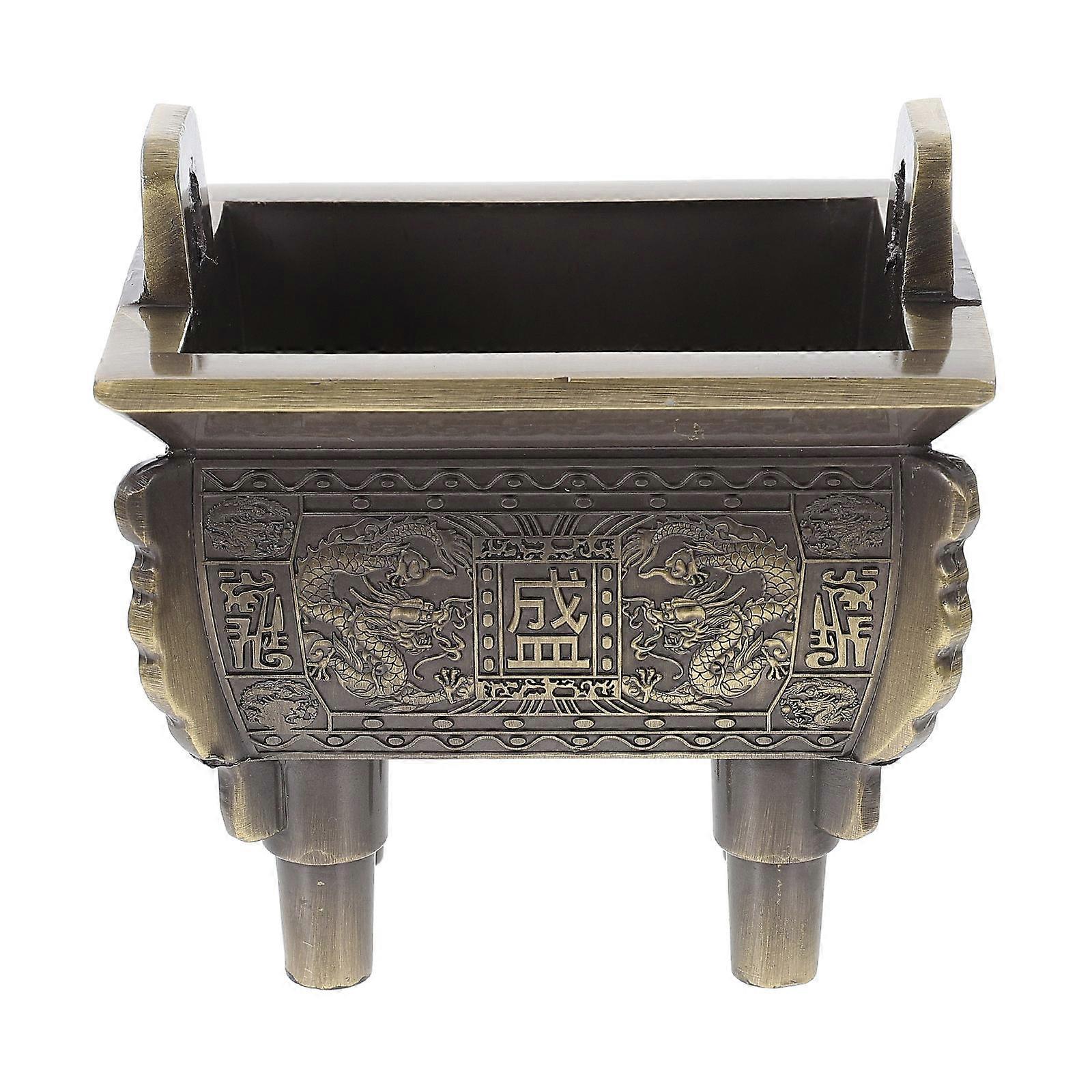 Retro Tripod Incense Burner 1Pc Square Tripod Design for Home Decoration Zinc Alloy Material Elegant Aroma Stove
