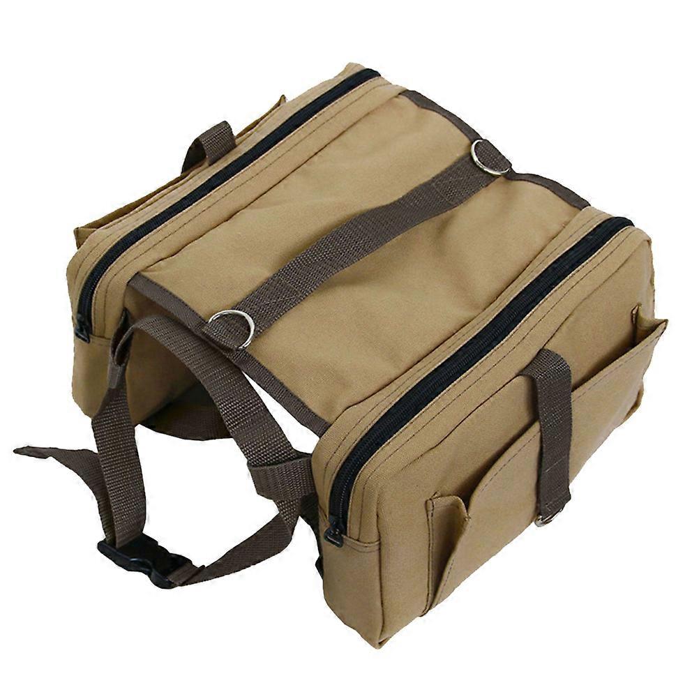 Dogs Adjustable Backpack For Camping Hiking Travel Outdoor Activities Rectangular Khaki 1Pack