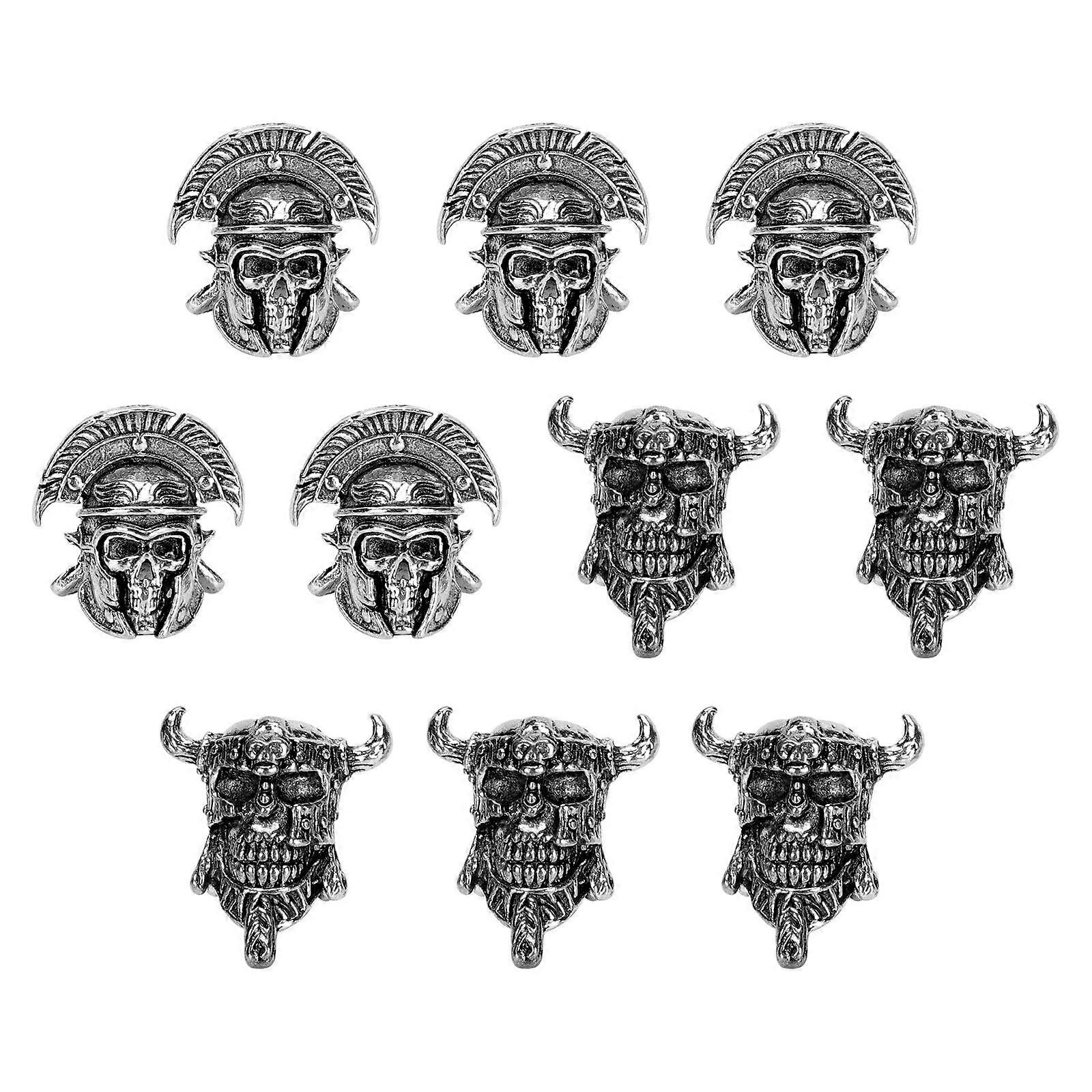 Vintage Style Skull Beads 10Pcs Antique Silver Design Ideal For Beard Decoration And Jewelry Making For Everyone