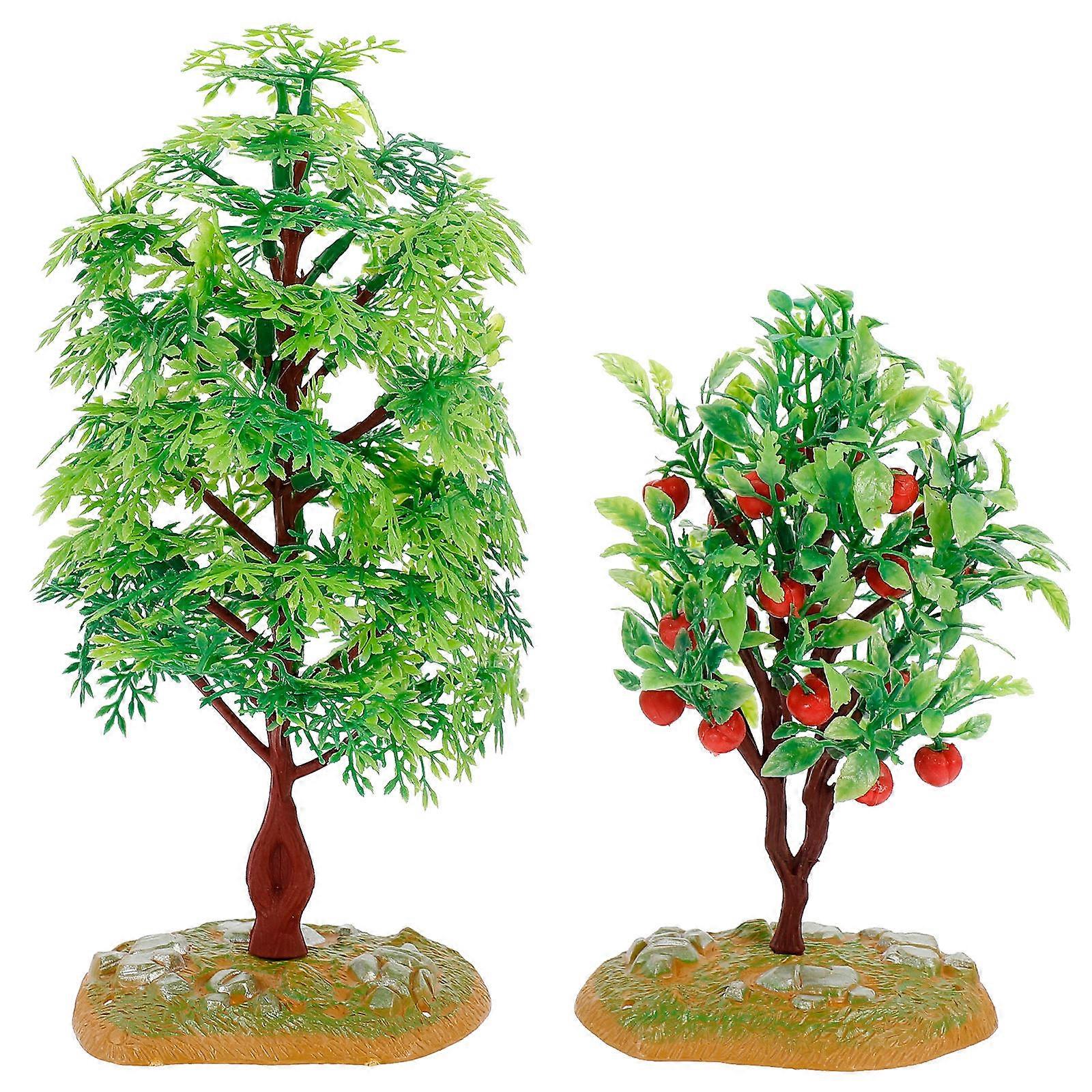 Realistic Tree-Shaped Model Craft For Miniature Garden Table Decor Looking Styles 2Pcs