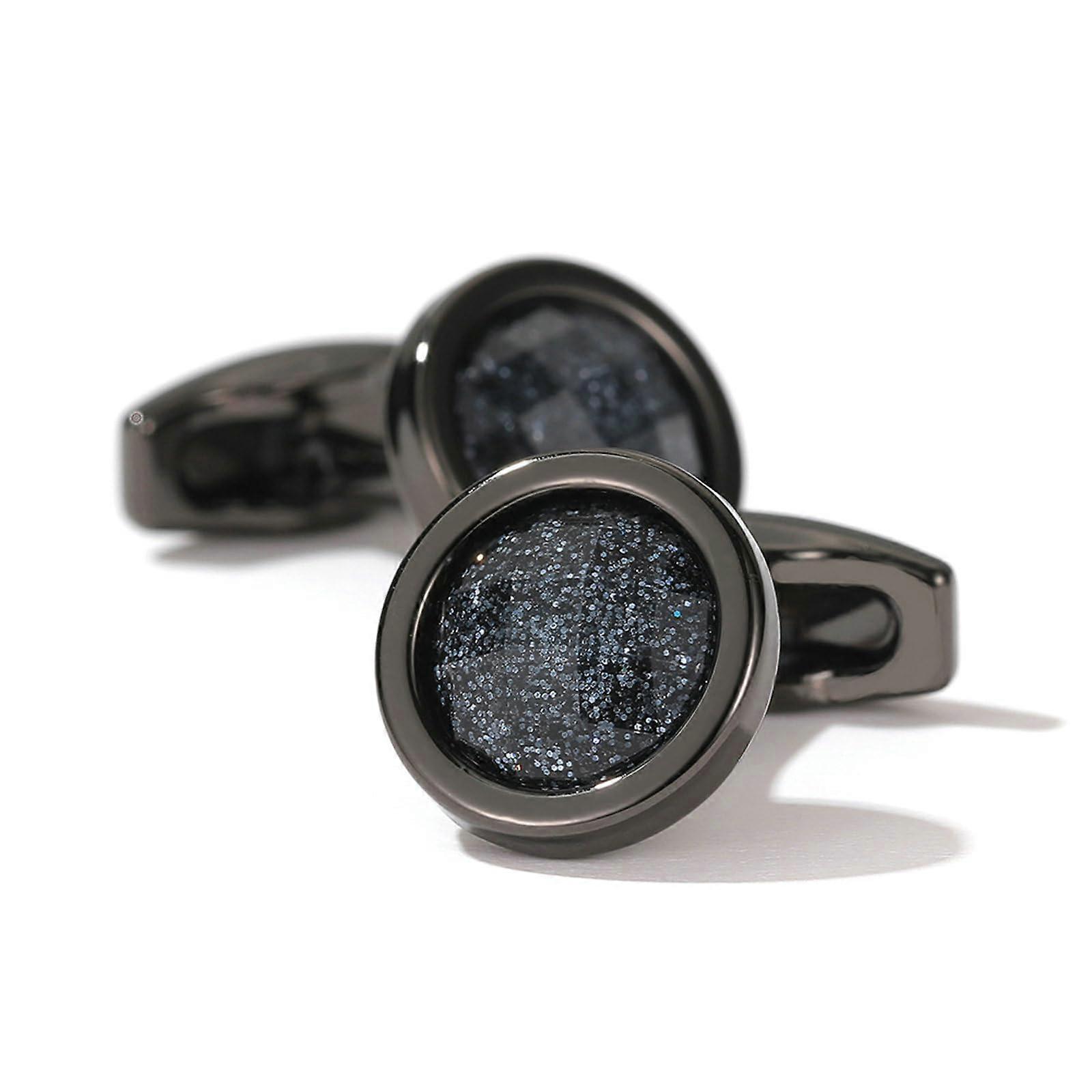 Cufflinks Engraved Alloy Black Round Stil 1 For Formal Wear