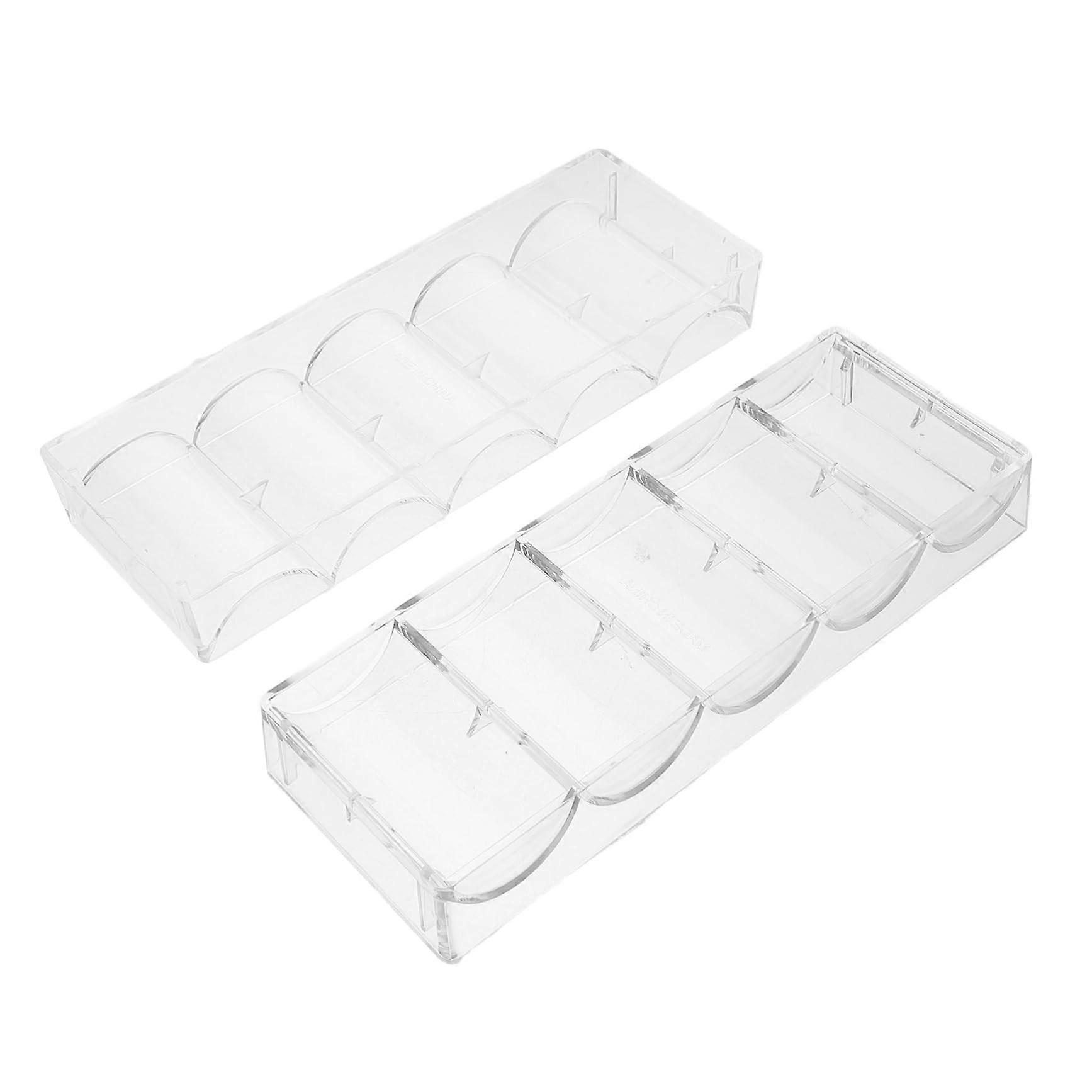 Pack of 2 Poker Chip Case Storage Tray with Clear Plastic Poker Card Holder and Organiser for Chips and Cards