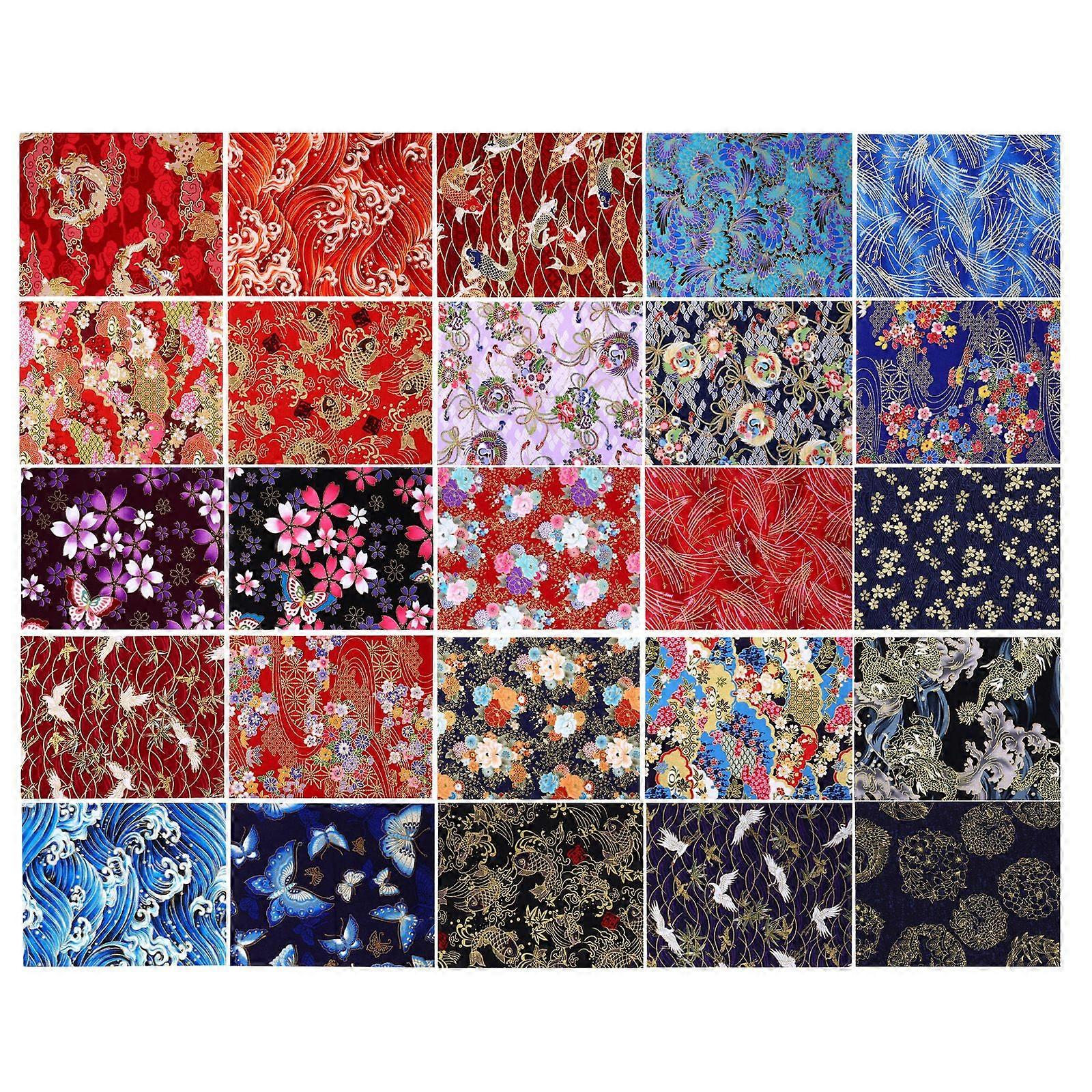 25 Sheets DIY Craft Sewing Cotton Fabric Patchwork Floral Bronzing Fabric
