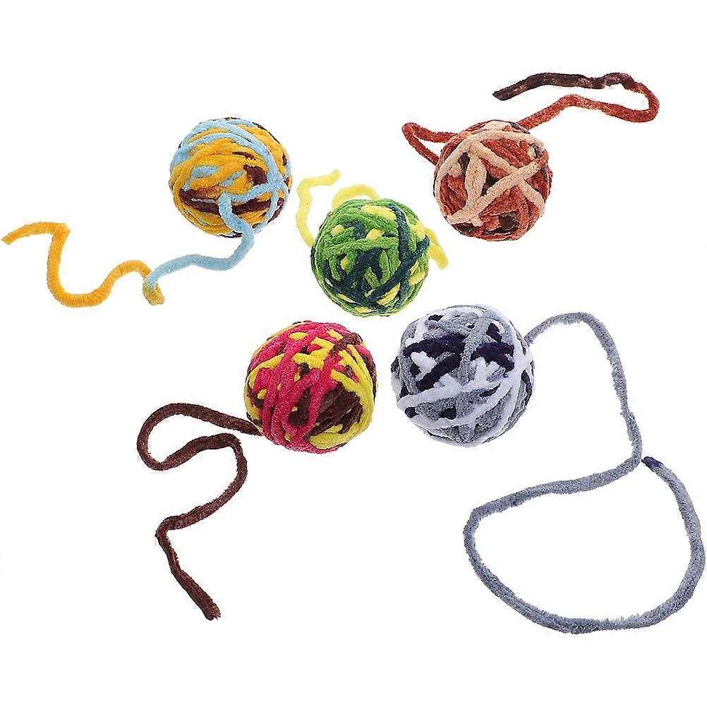 Cat Supply Kitten Toys Indoor Assorted Color Wool Material for Hunting Instinct Stimulation 5Pcs