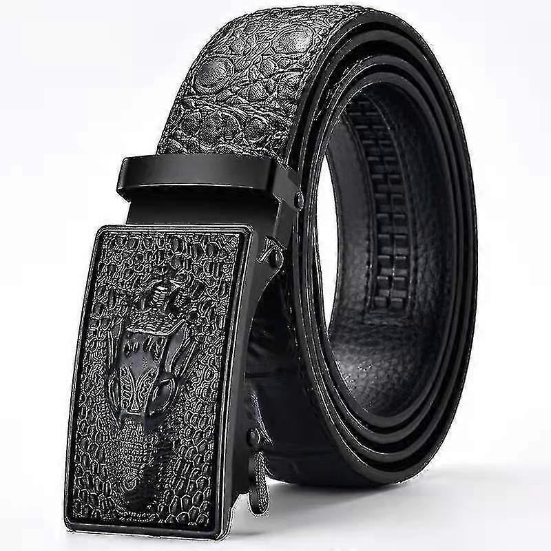 Men's Belt With Buckle Crocodile Pattern